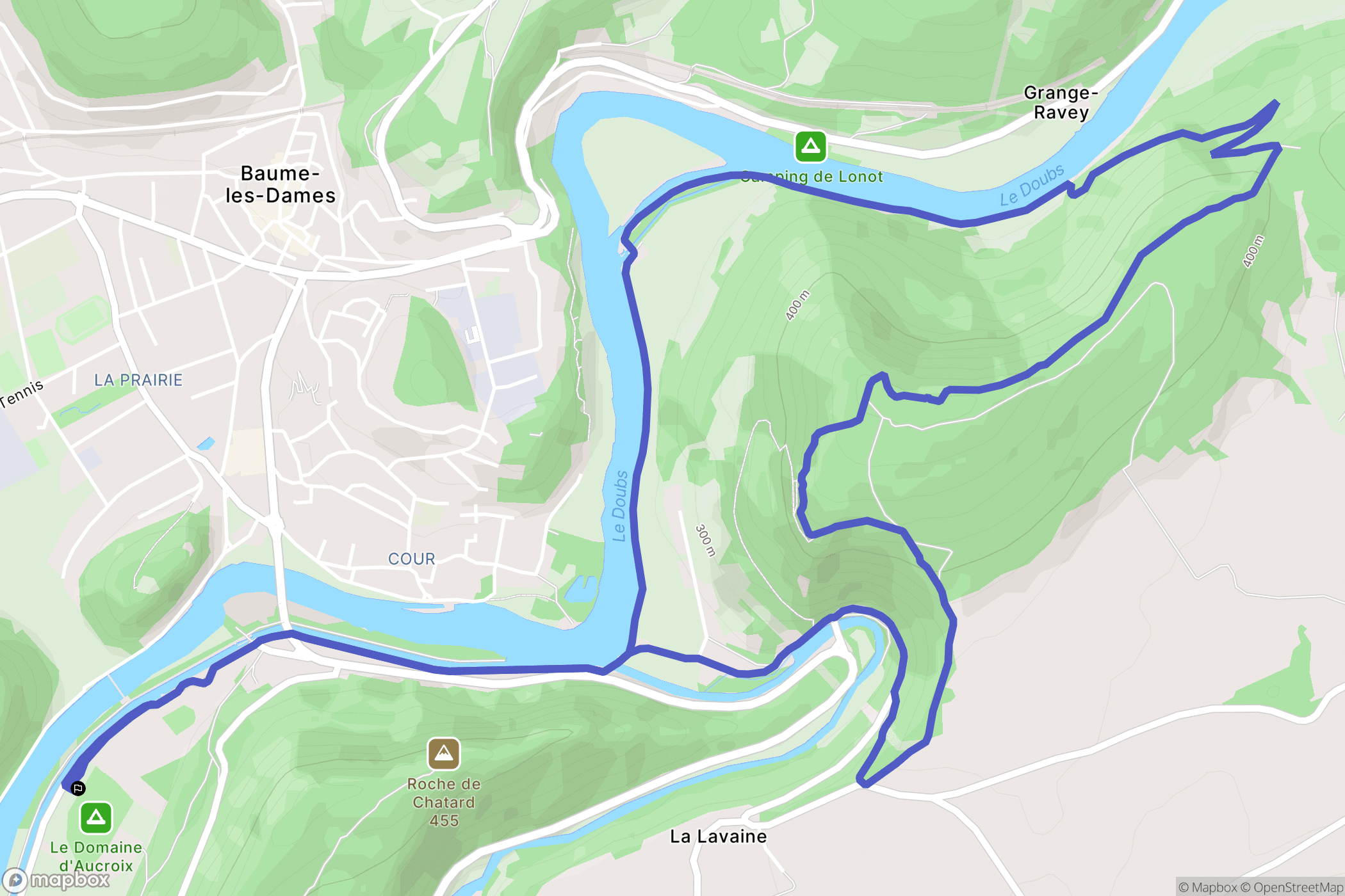 Baume-les-Dames : carte du parcours de randonnée - France