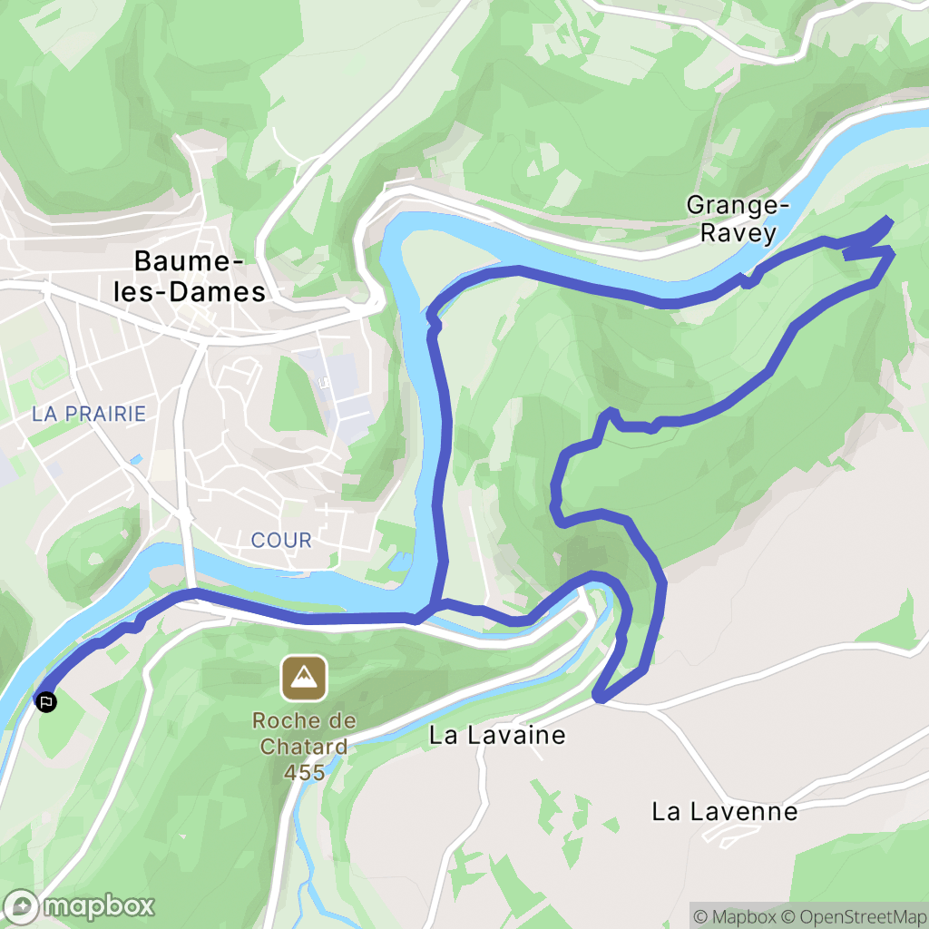 Baume-les-Dames : carte du parcours de randonnée - France