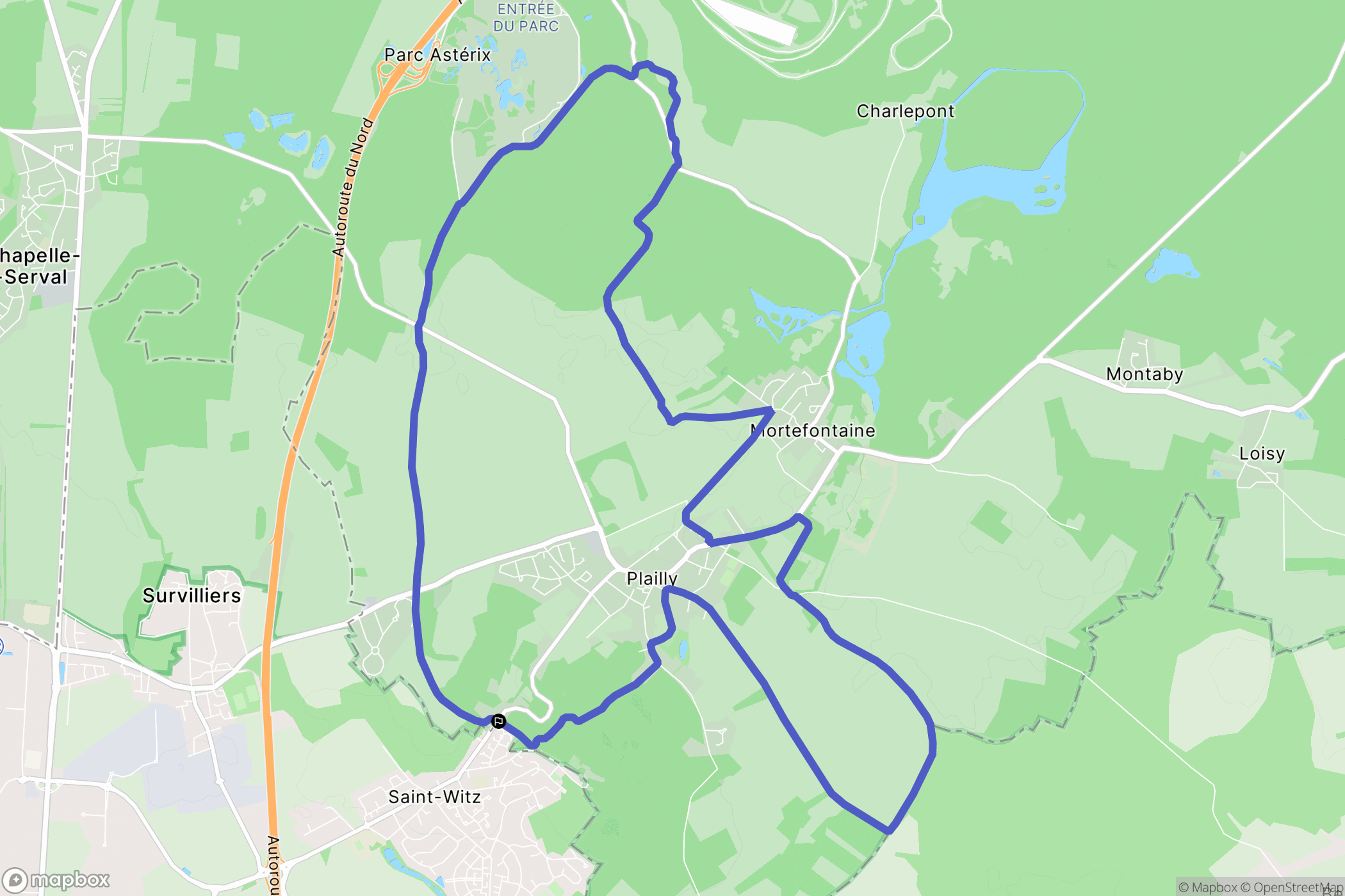 Plailly : carte du parcours de randonnée - France