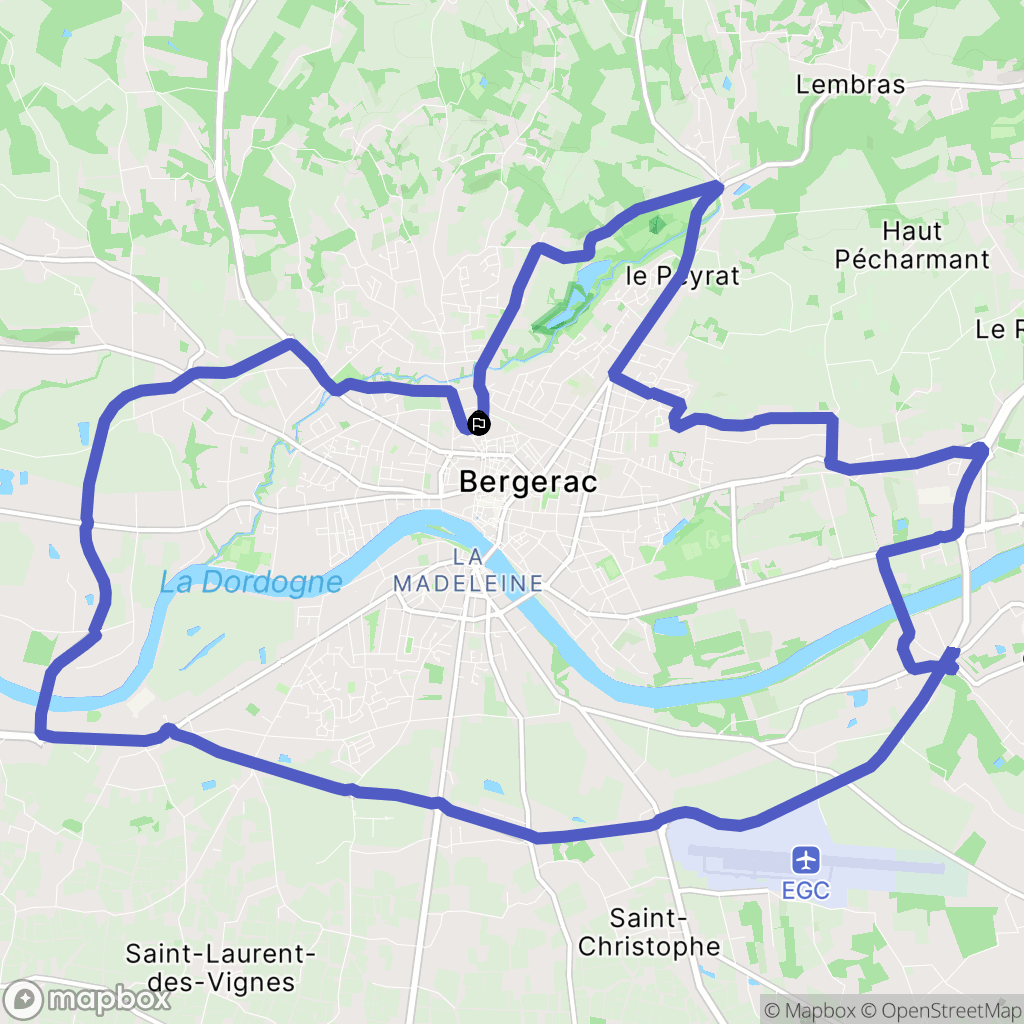 Bergerac : carte du parcours de randonnée - France