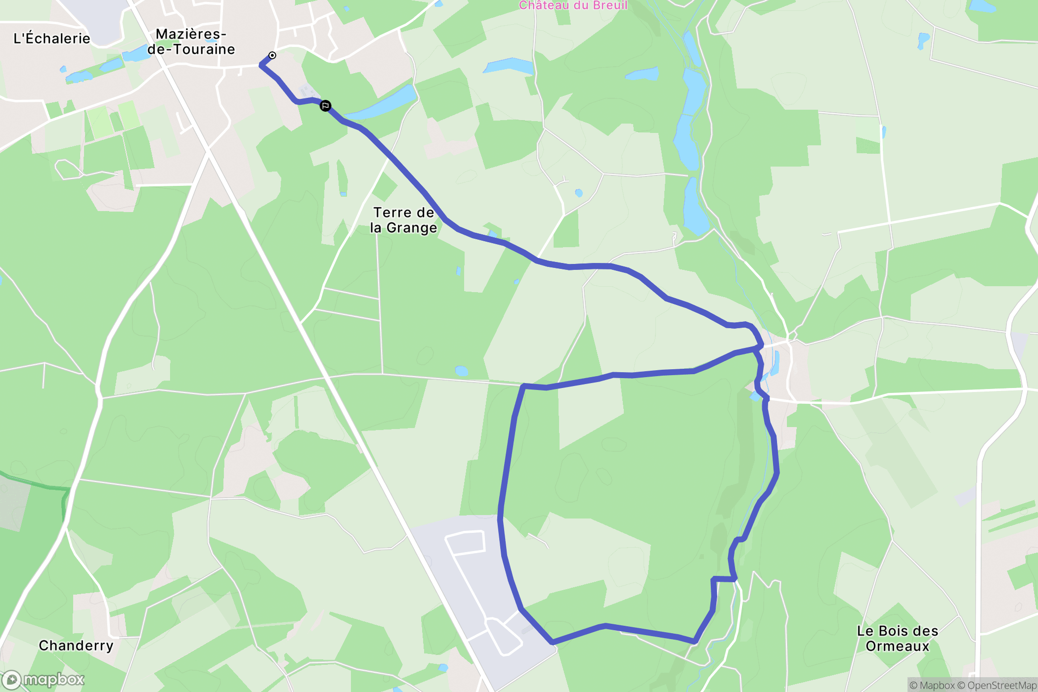 Mazières-de-Touraine : carte du parcours de randonnée - France