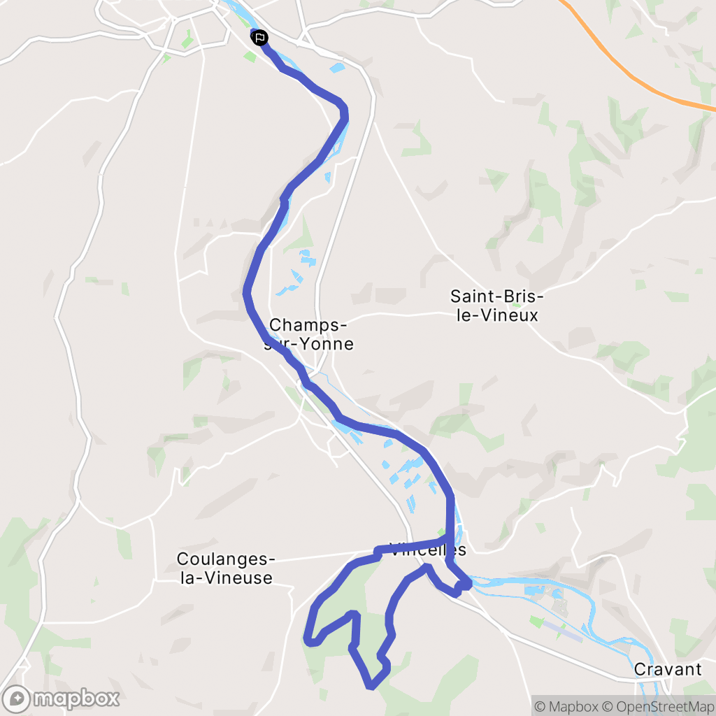 Auxerre : carte du parcours de randonnée - France