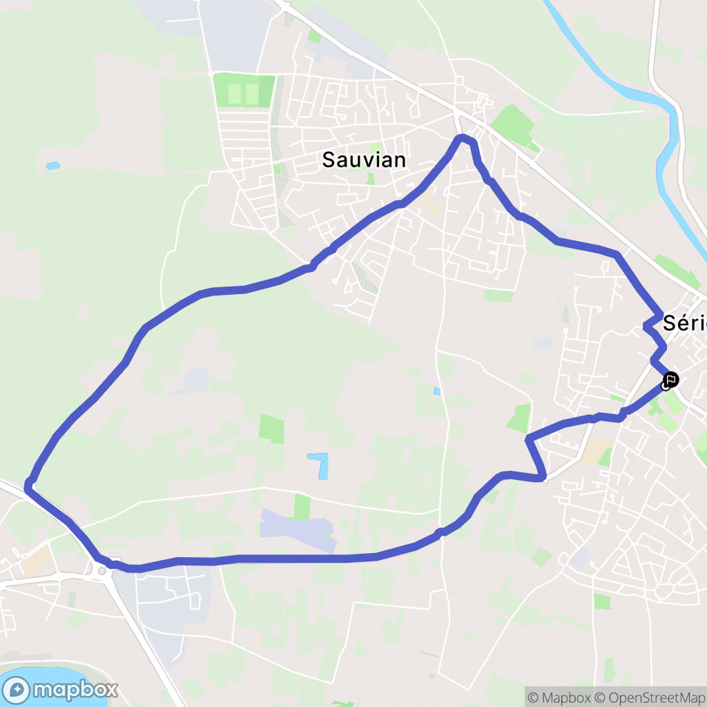 Sérignan : carte du parcours de randonnée - France