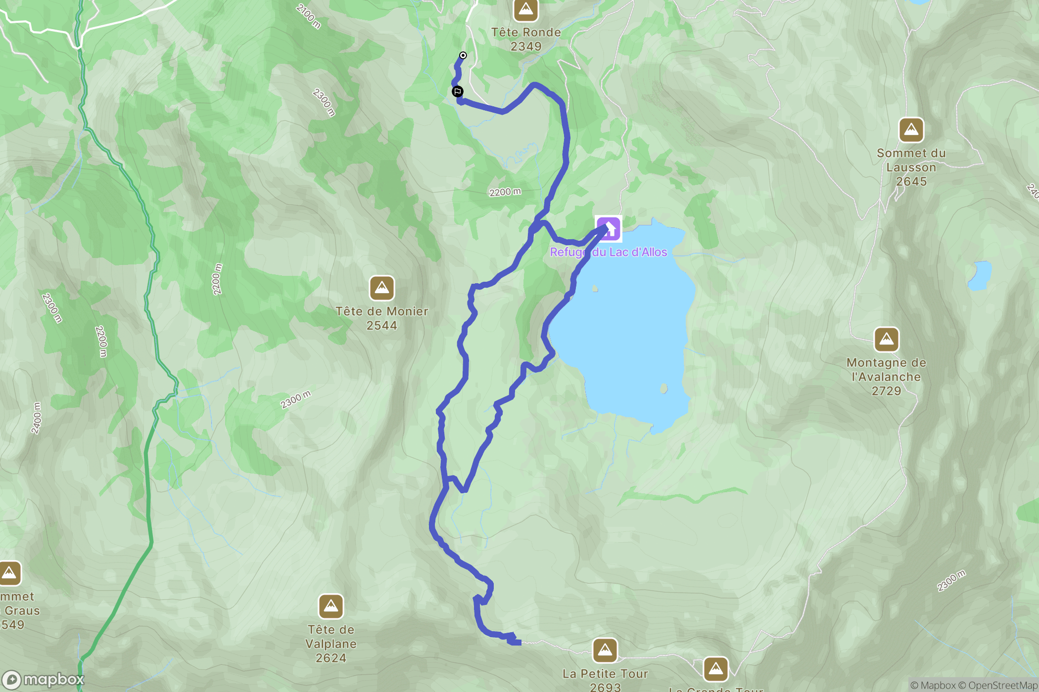 Allos : carte du parcours de randonnée - France
