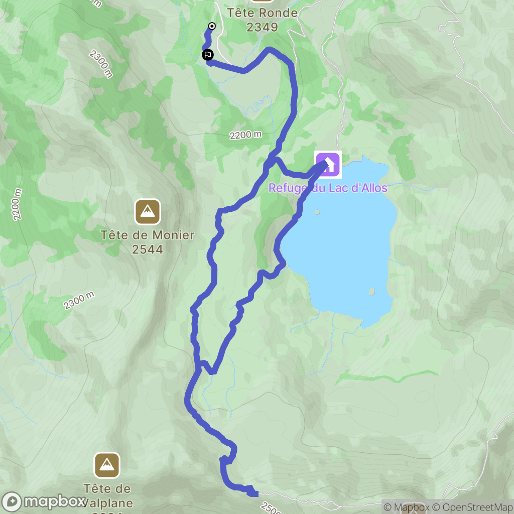 Allos : carte du parcours de randonnée - France