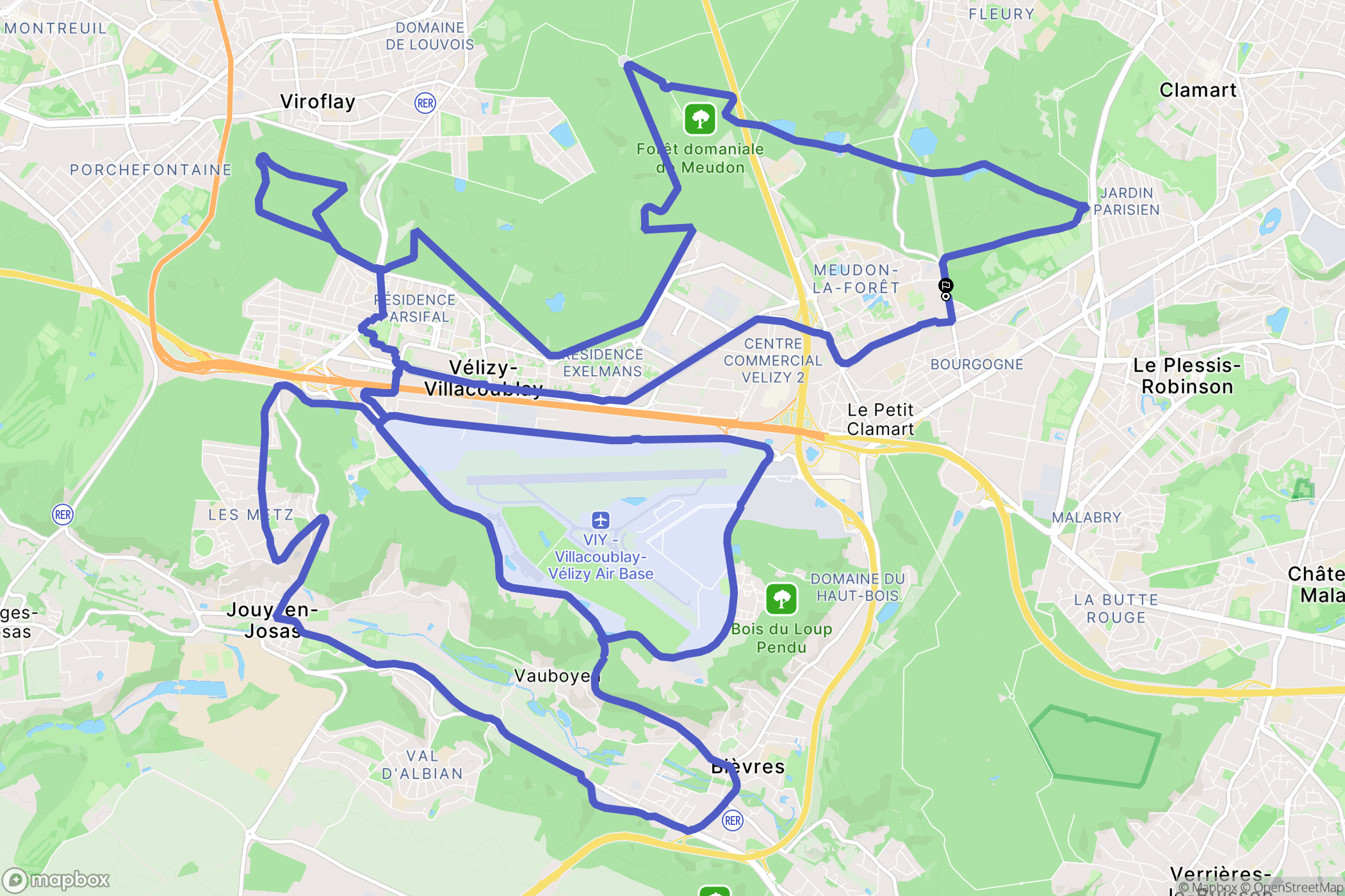 Clamart : carte du parcours de randonnée - France