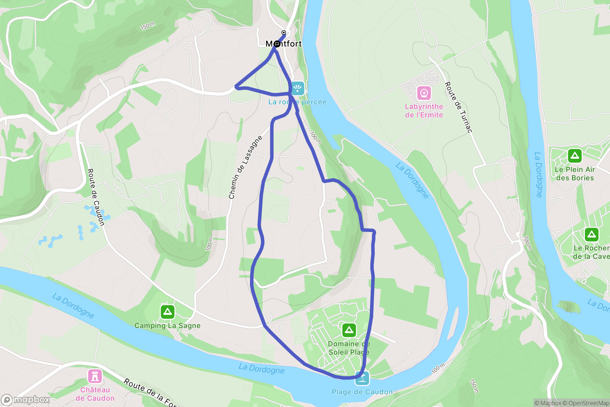 Vitrac : carte du parcours de randonnée - France