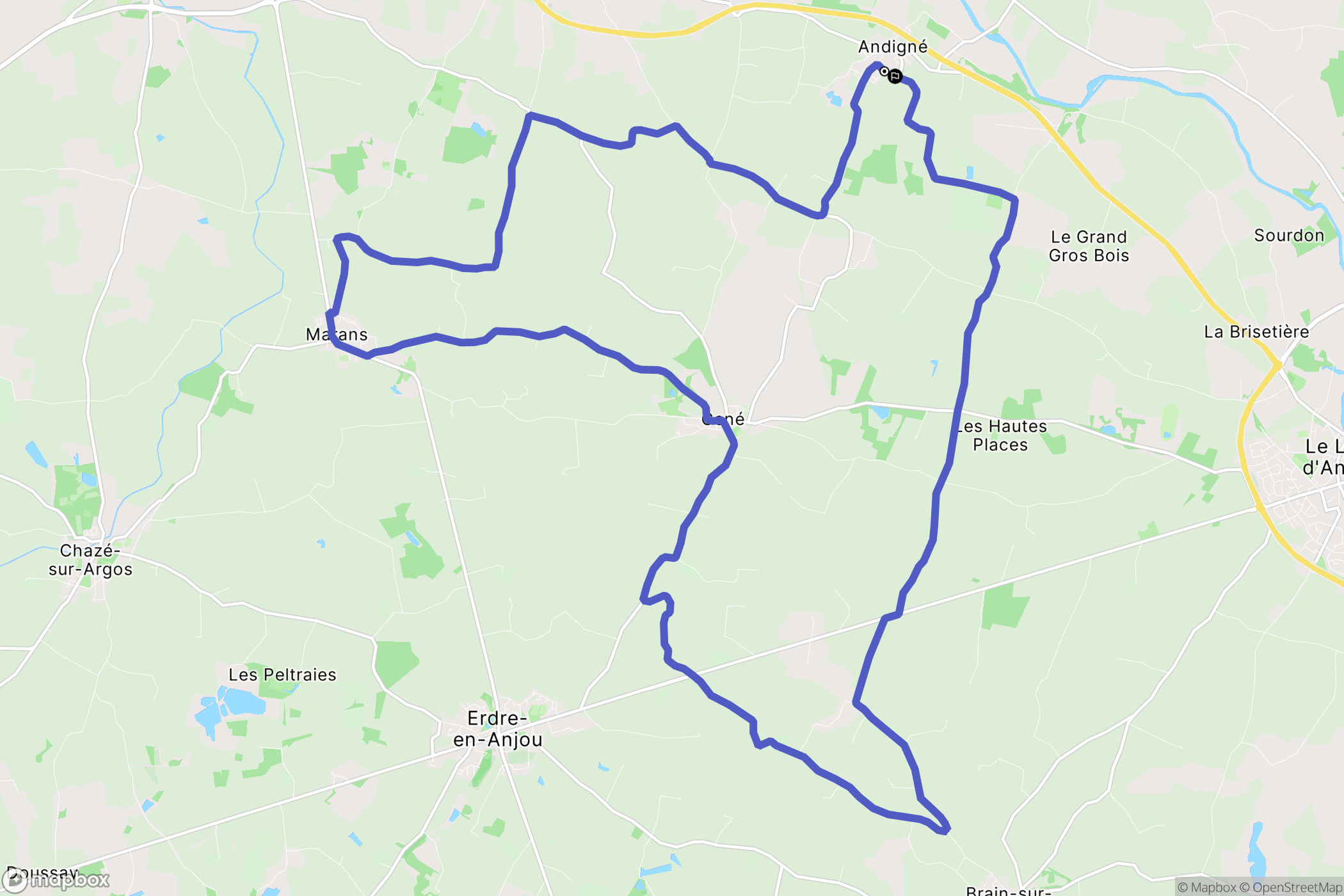 Le Lion-d'Angers : carte du parcours de randonnée - France