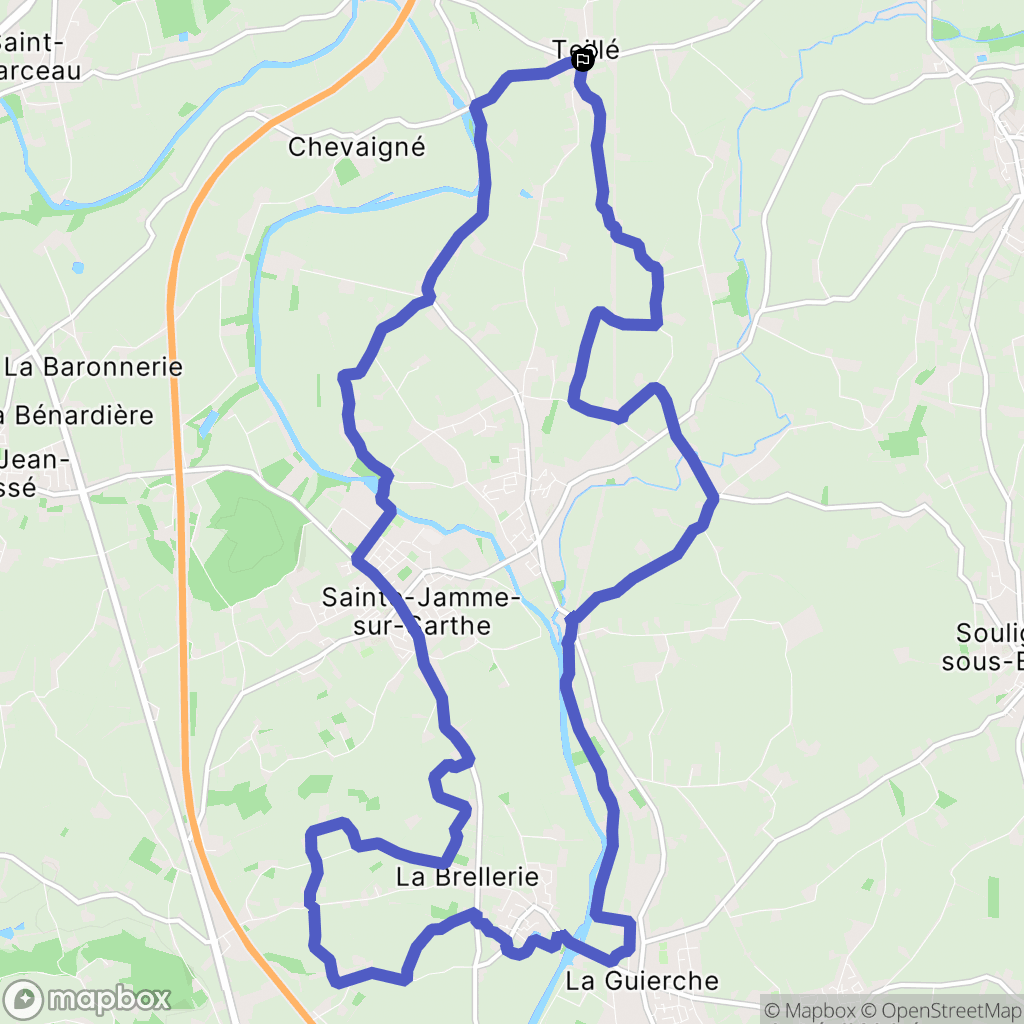Teillé : carte du parcours de randonnée - France