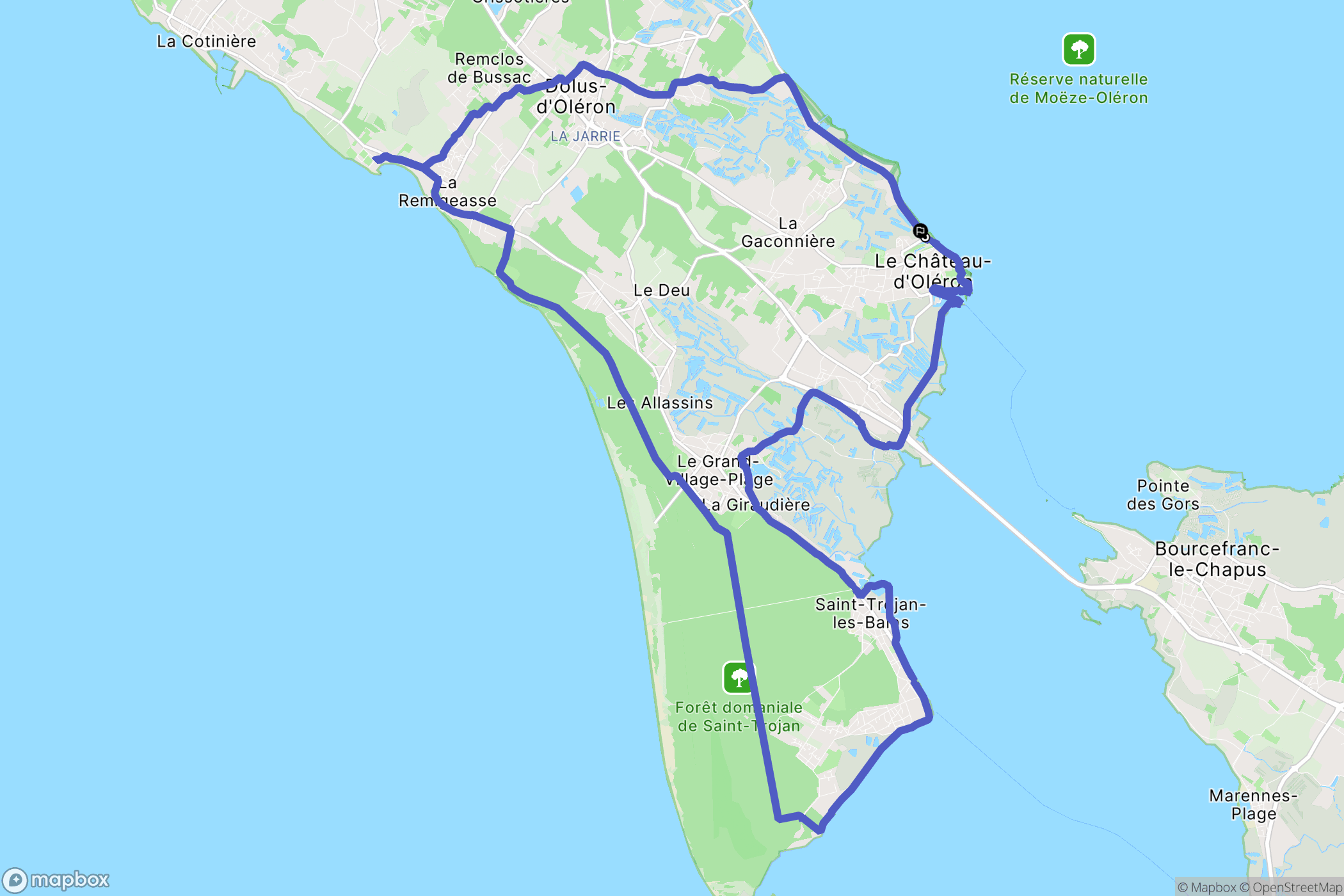 Le Château-d'Oléron : carte du parcours de randonnée - France