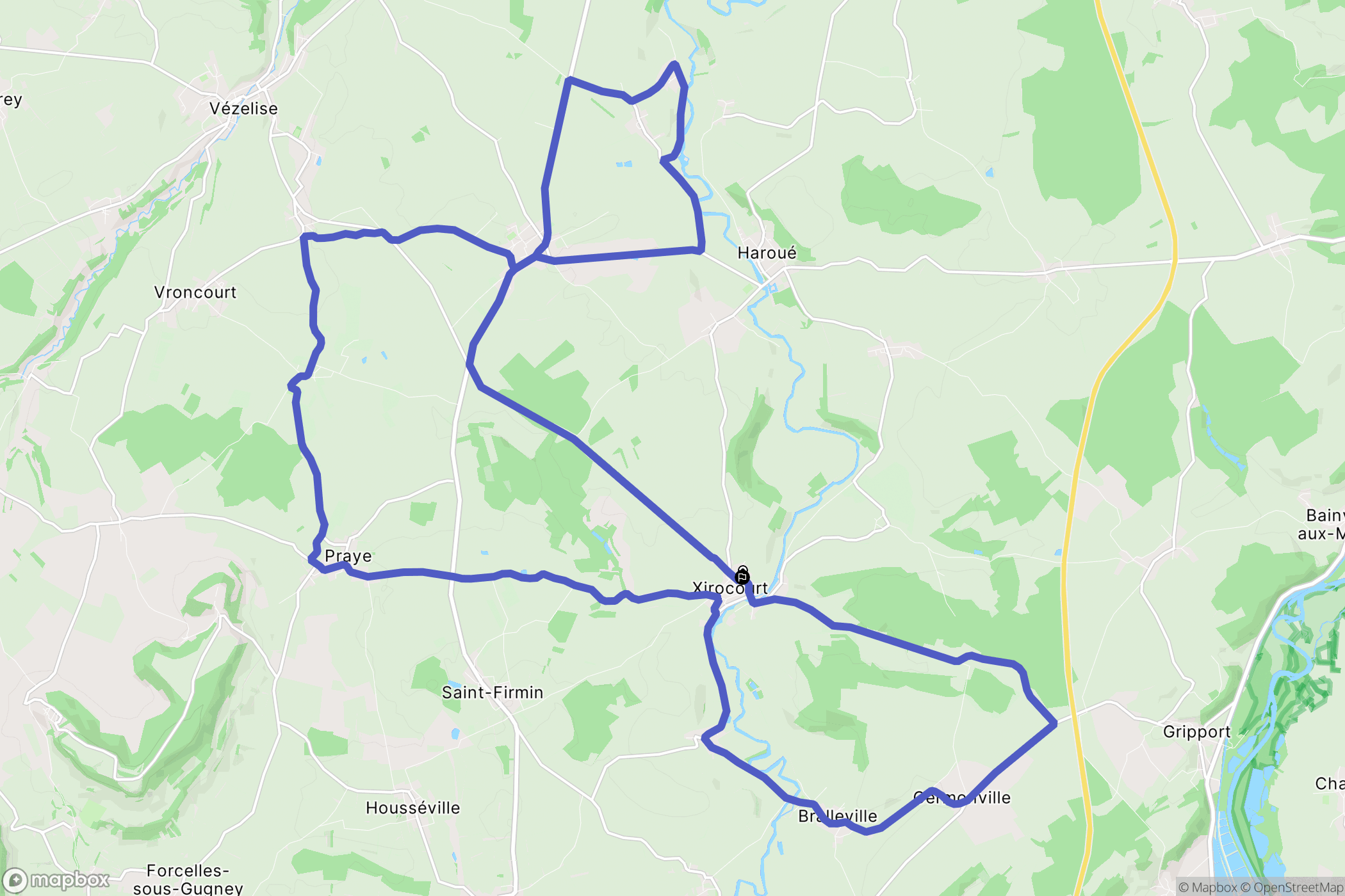 Xirocourt : carte du parcours de randonnée - France