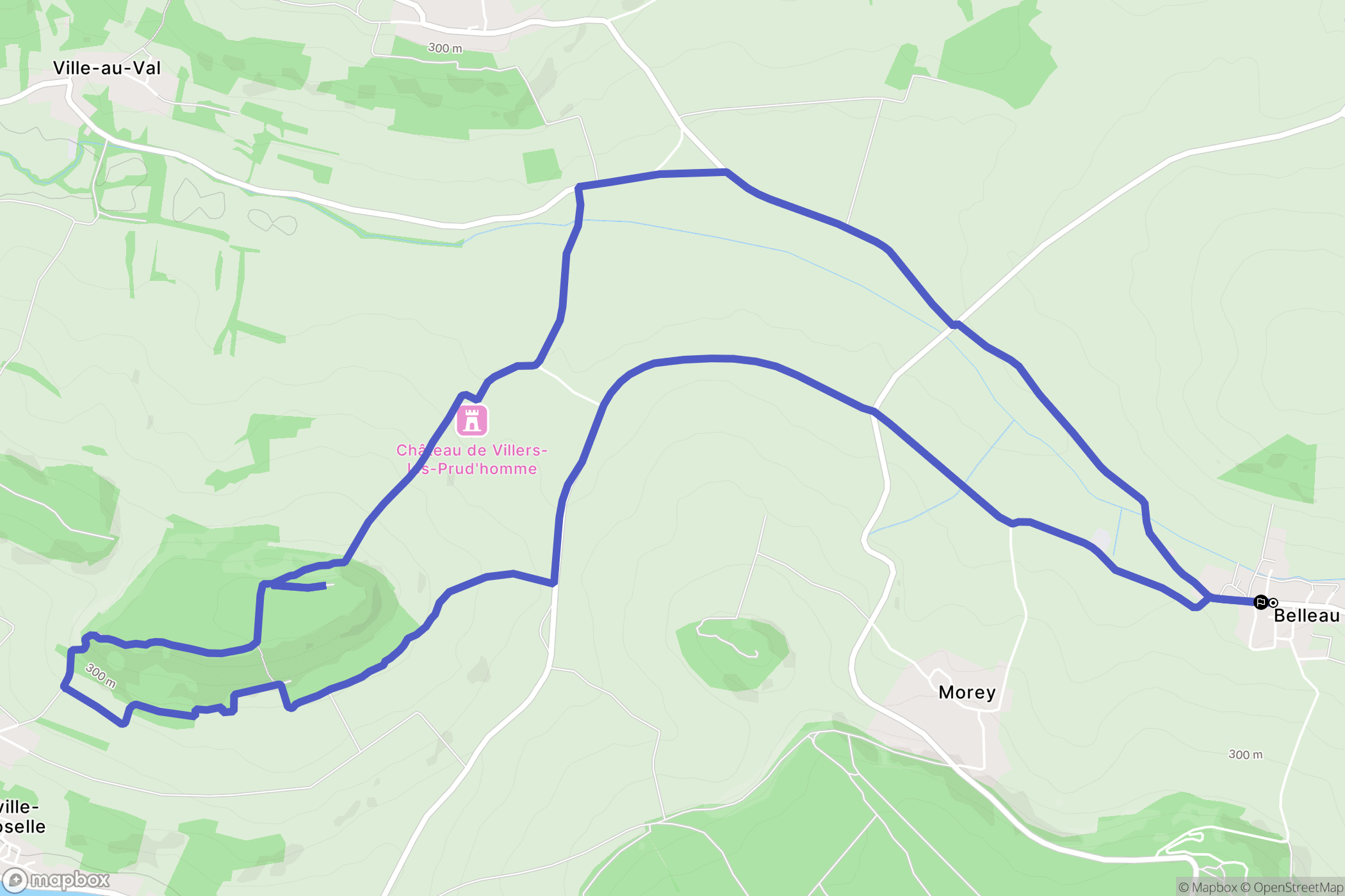 Belleau : carte du parcours de randonnée - France