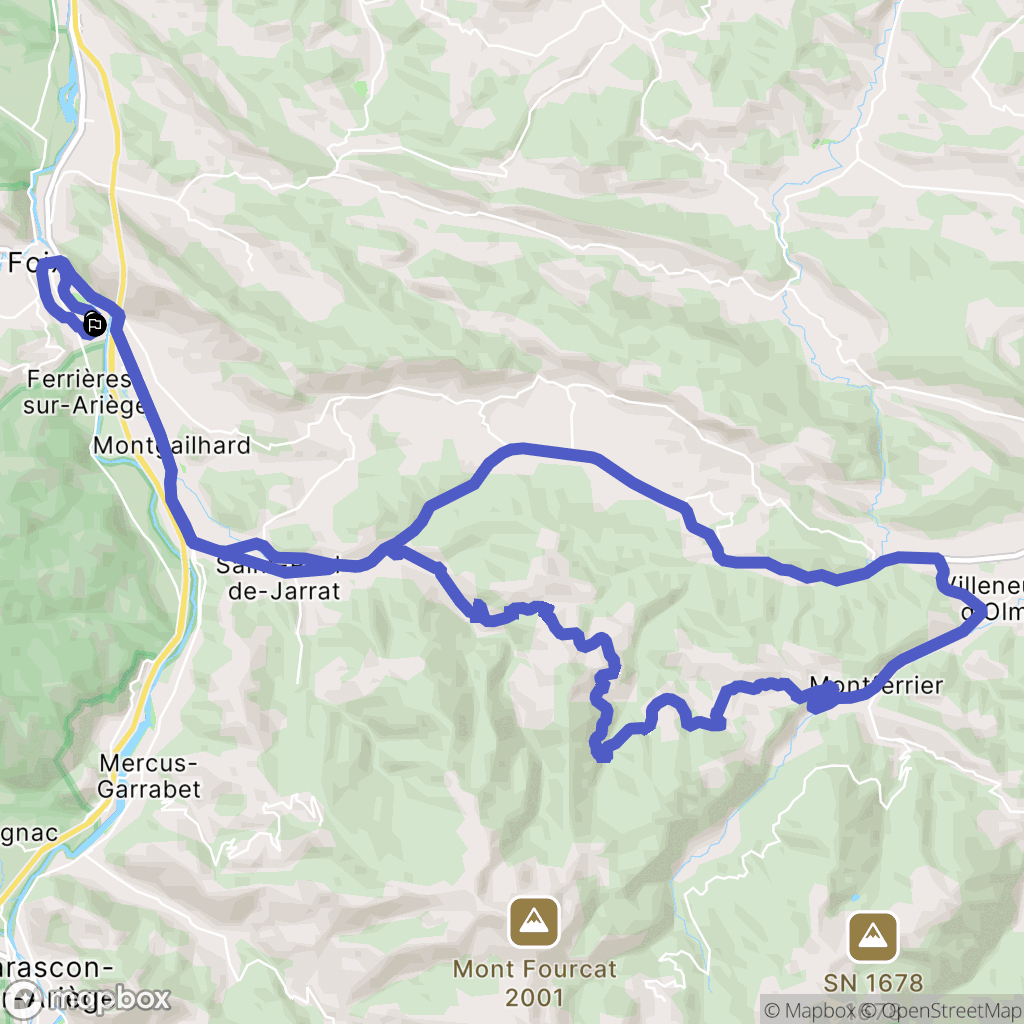 Foix : carte du parcours de randonnée - France