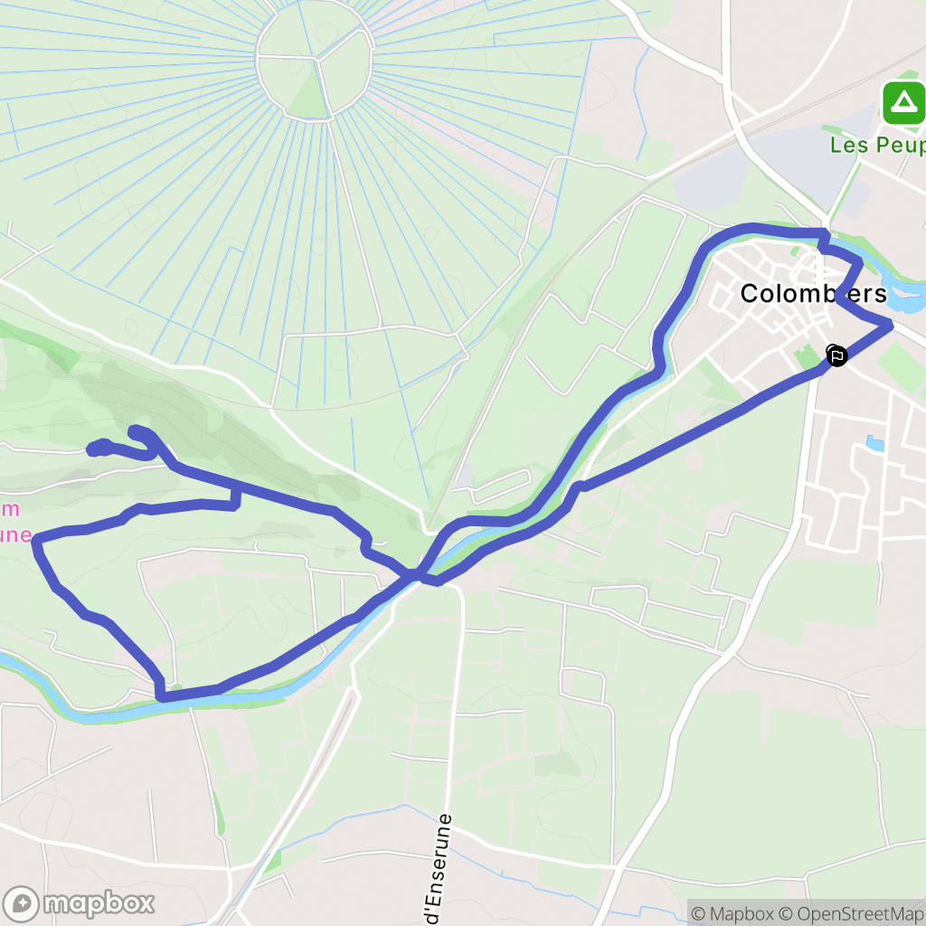 Colombiers : carte du parcours de randonnée - France