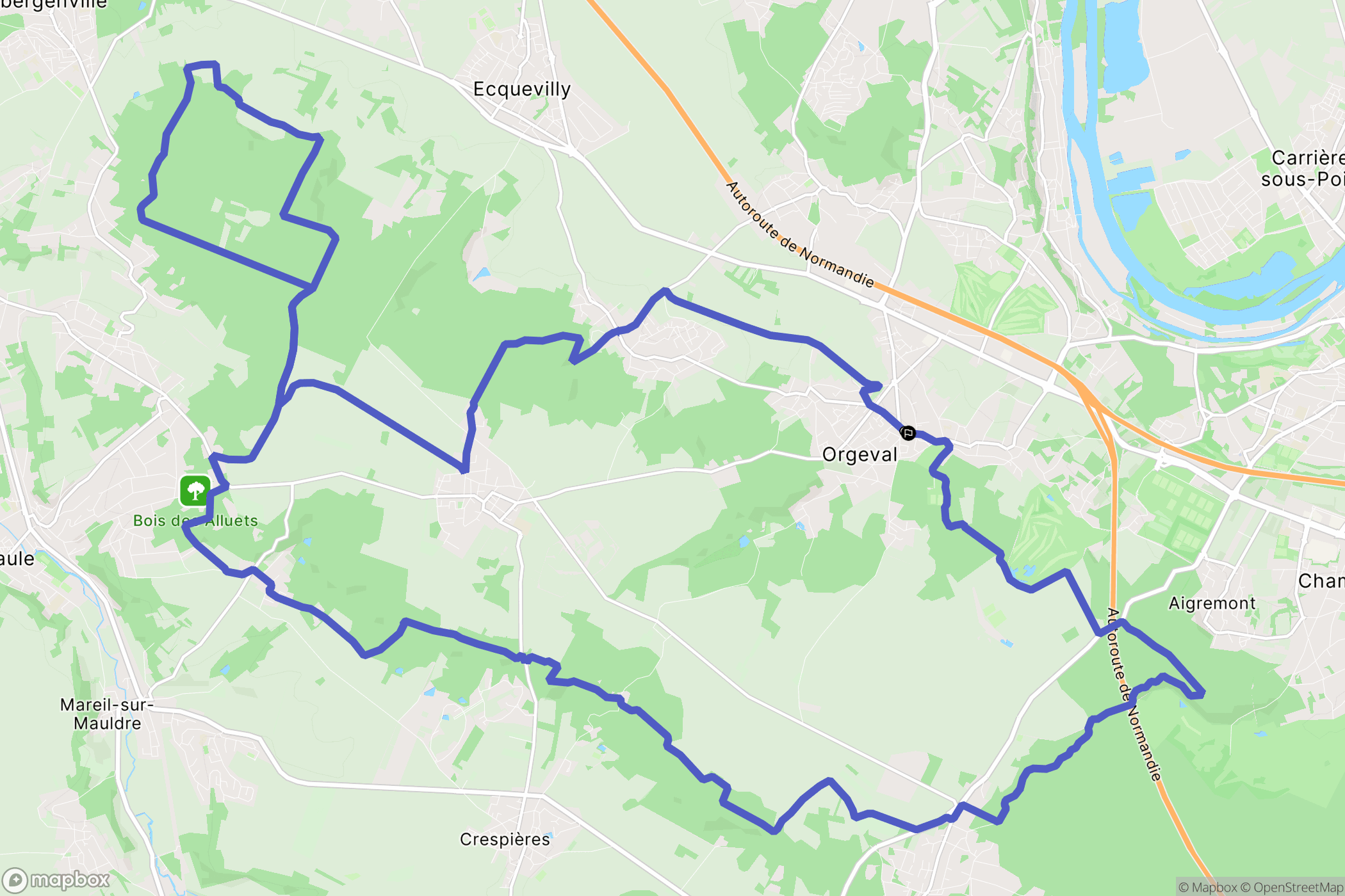 Orgeval : carte du parcours de randonnée - France