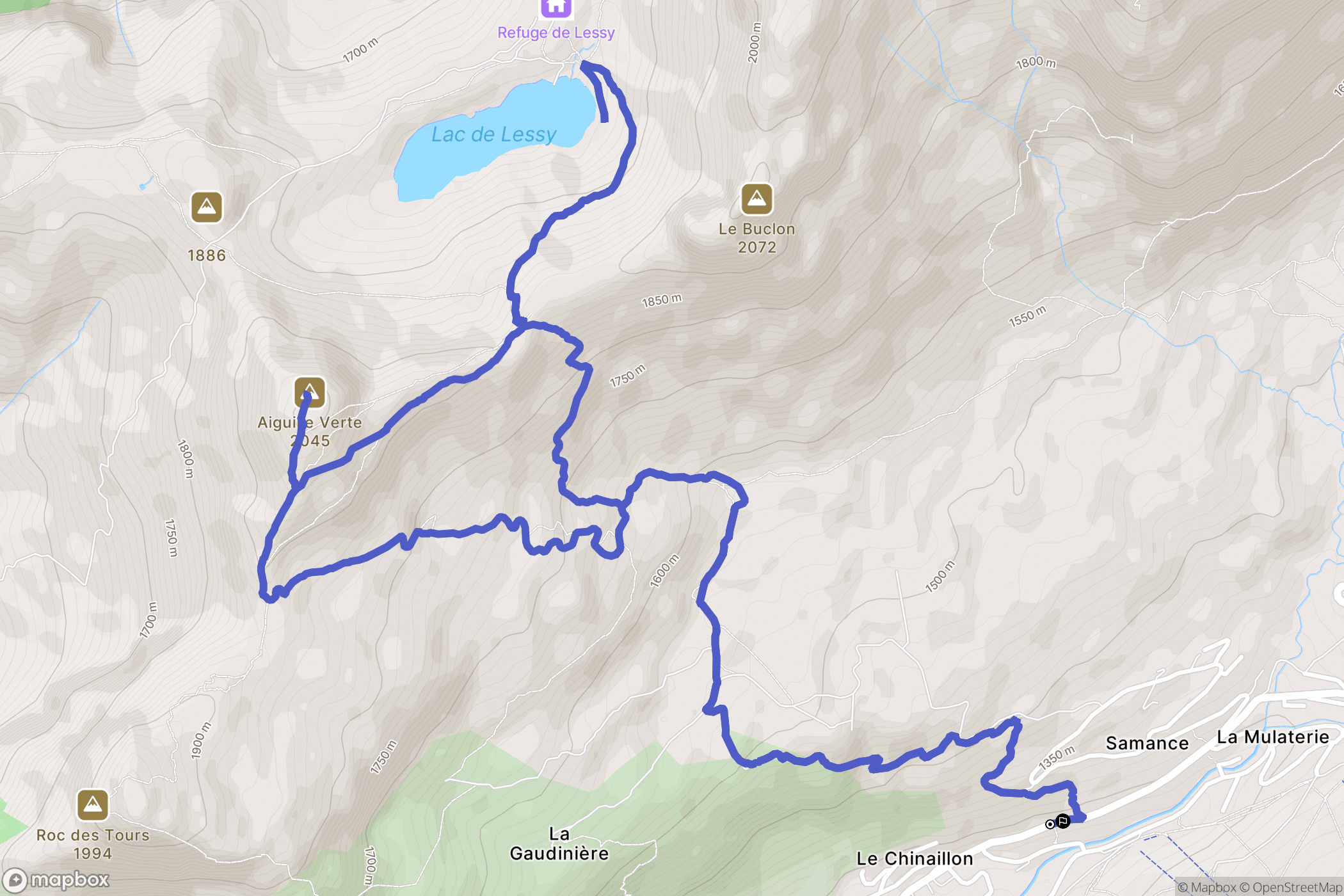 Le Grand-Bornand : carte du parcours de randonnée - France