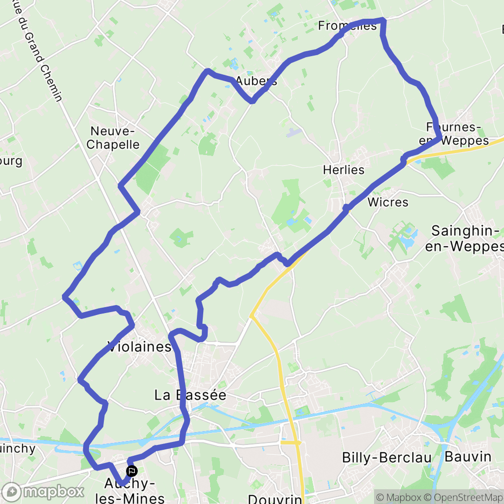 Auchy-les-Mines : carte du parcours de randonnée - France