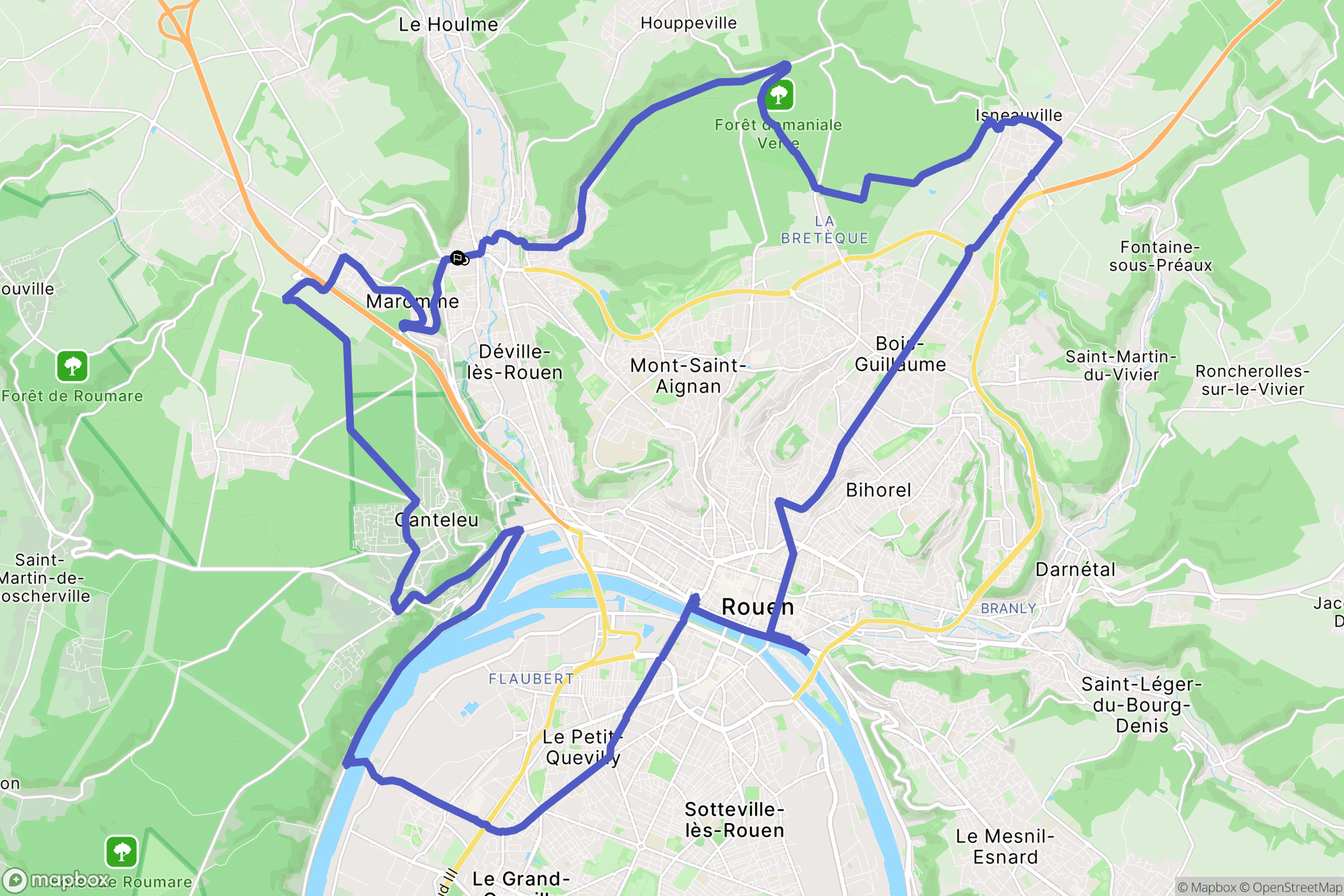 Maromme : carte du parcours de randonnée - France