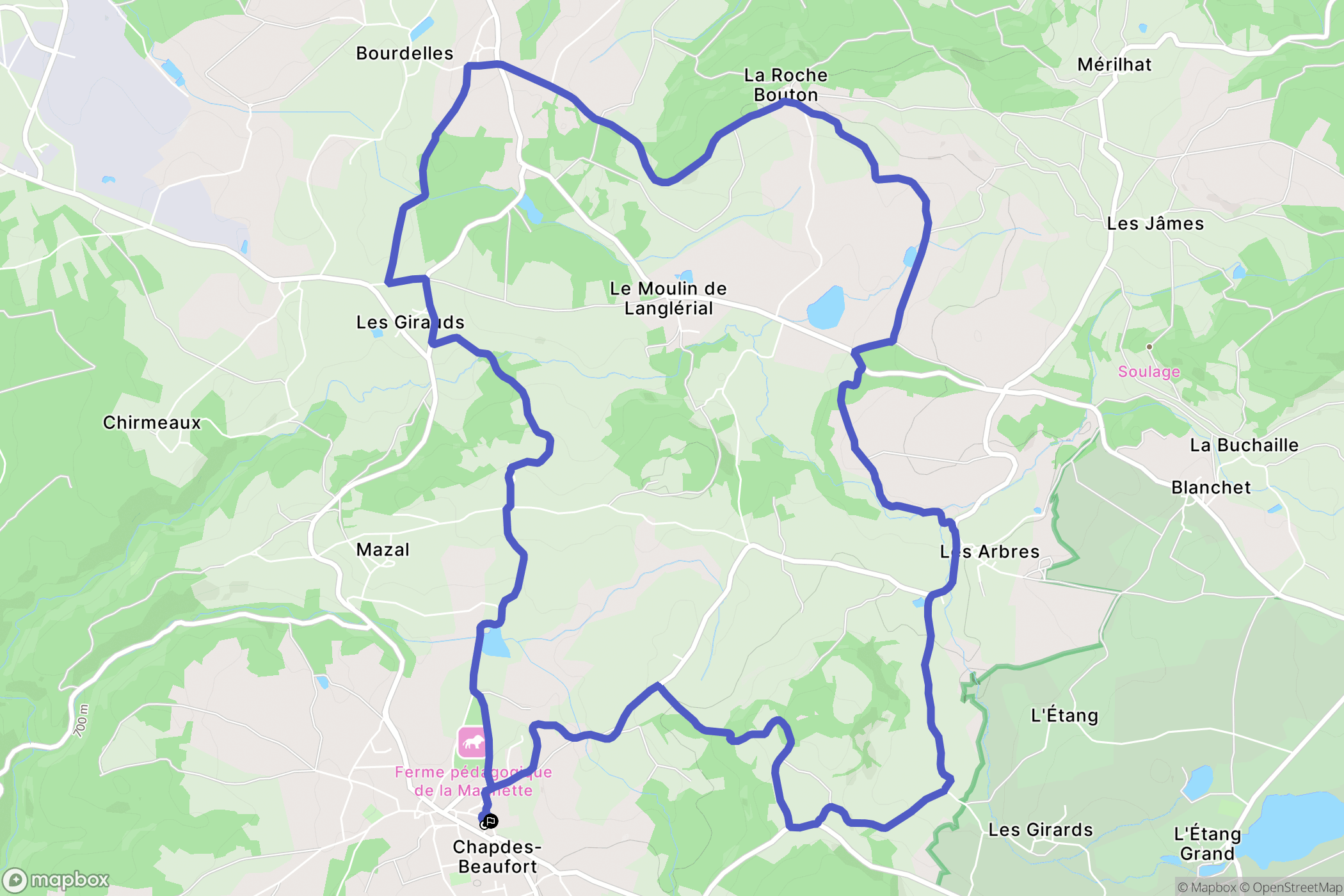 Chapdes-Beaufort : carte du parcours de randonnée - France