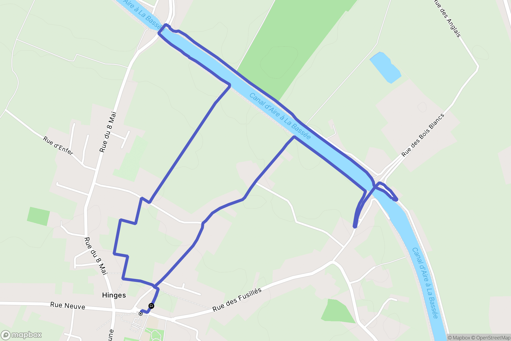 Hinges : carte du parcours de randonnée - France