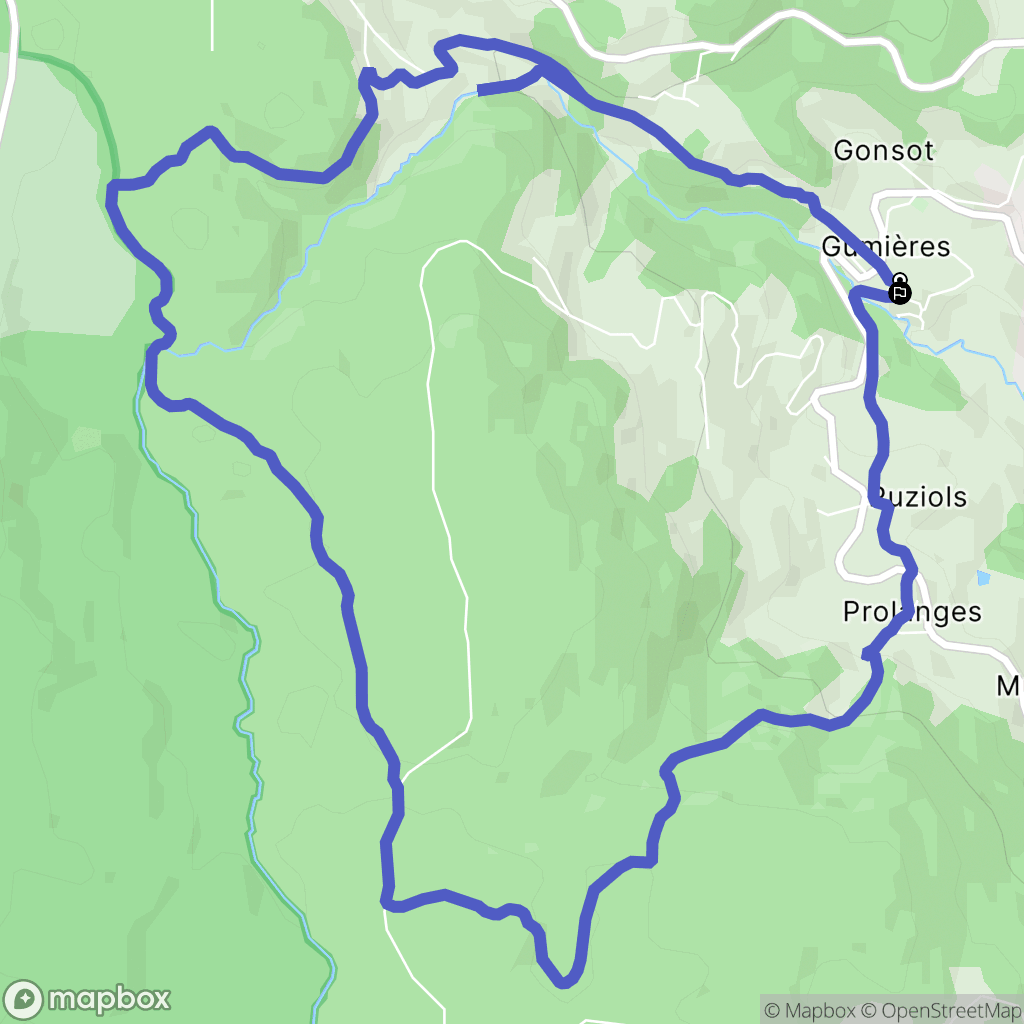 Gumières : carte du parcours de randonnée - France
