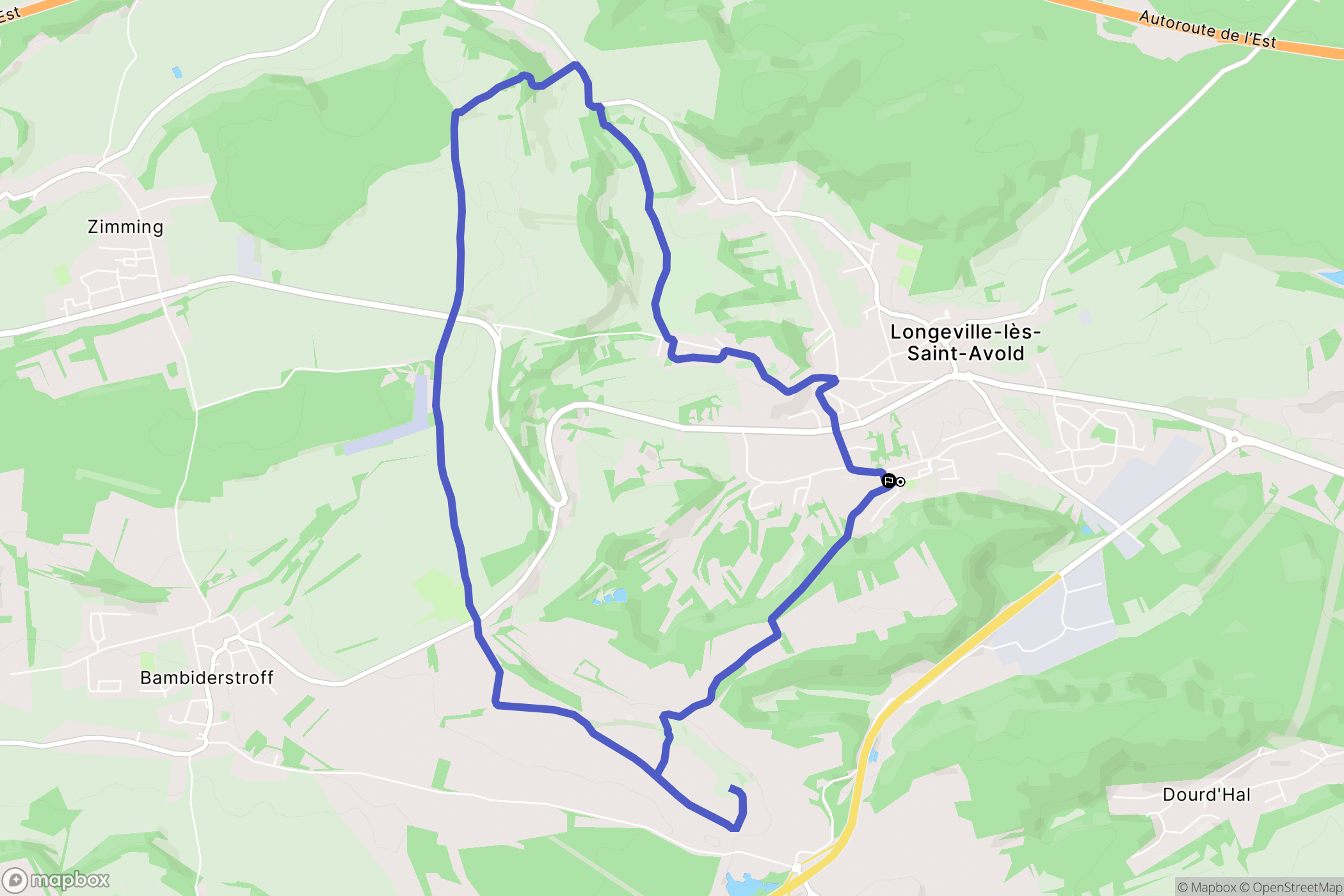 Longeville-lès-Saint-Avold : carte du parcours de randonnée - France