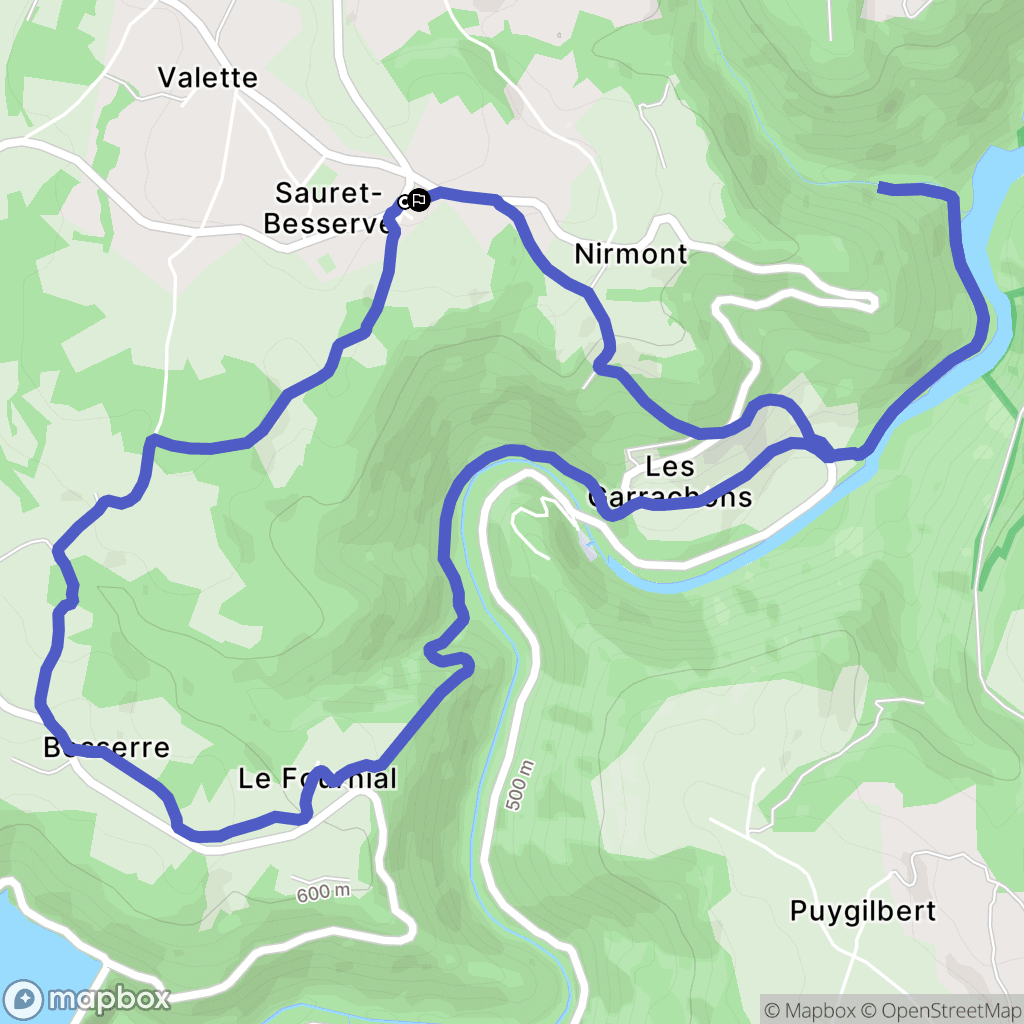 Sauret-Besserve : carte du parcours de randonnée - France