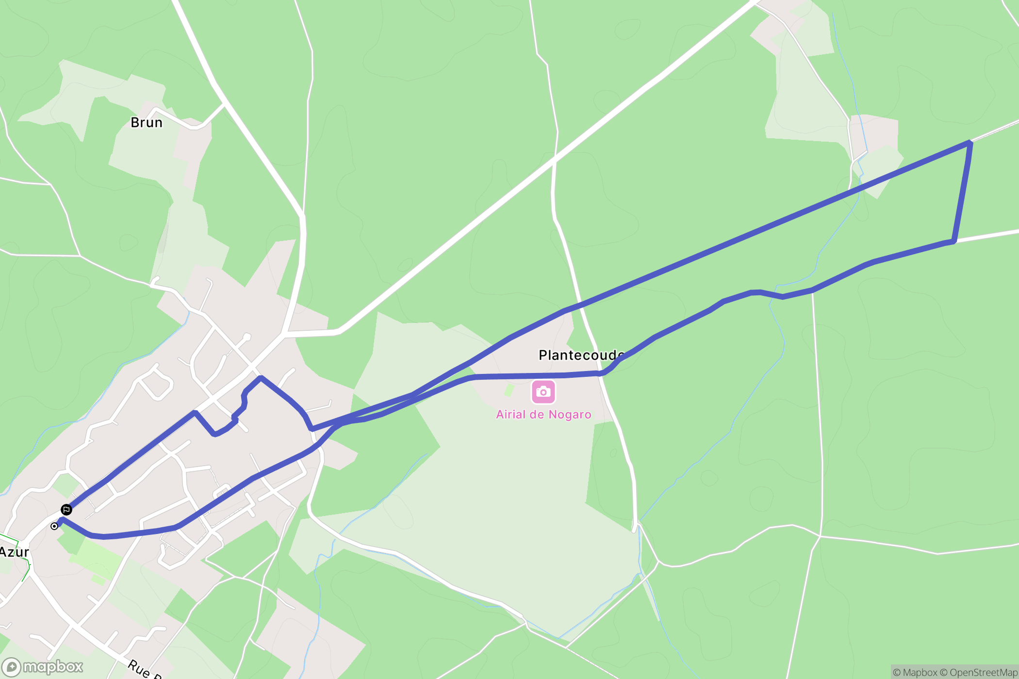 Azur : carte du parcours de randonnée - France