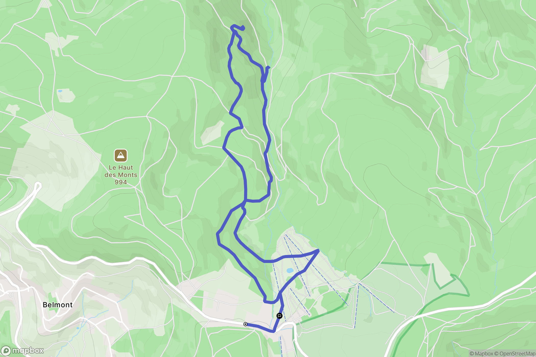 Belmont : carte du parcours de randonnée - France