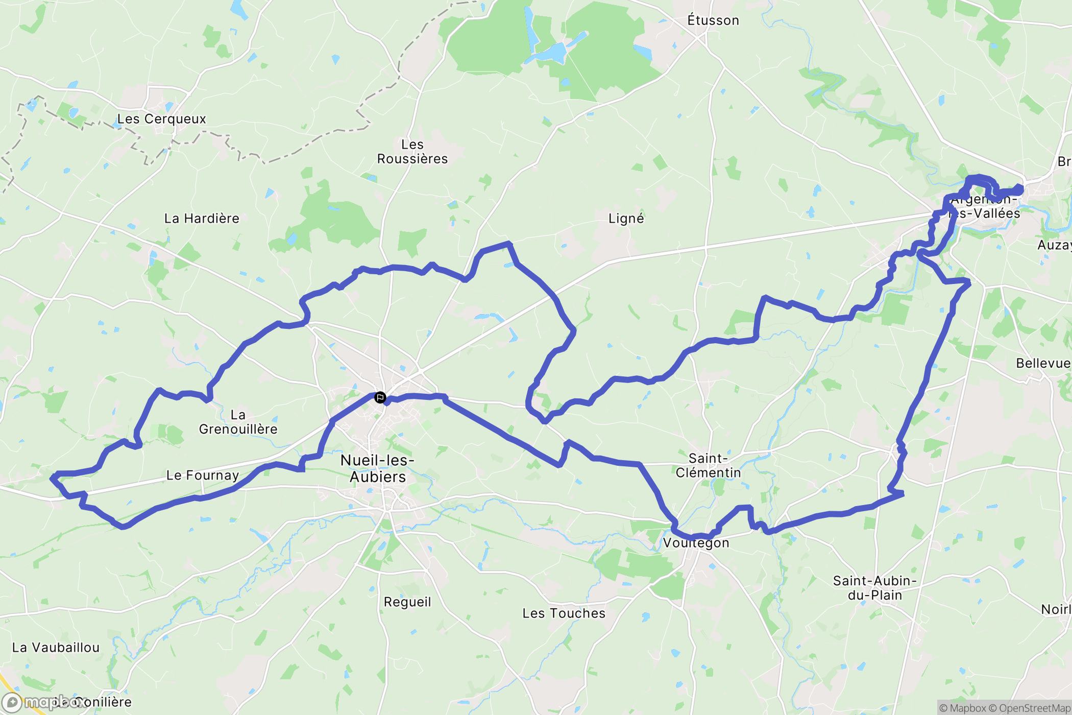 Nueil-les-Aubiers : carte du parcours de randonnée - France