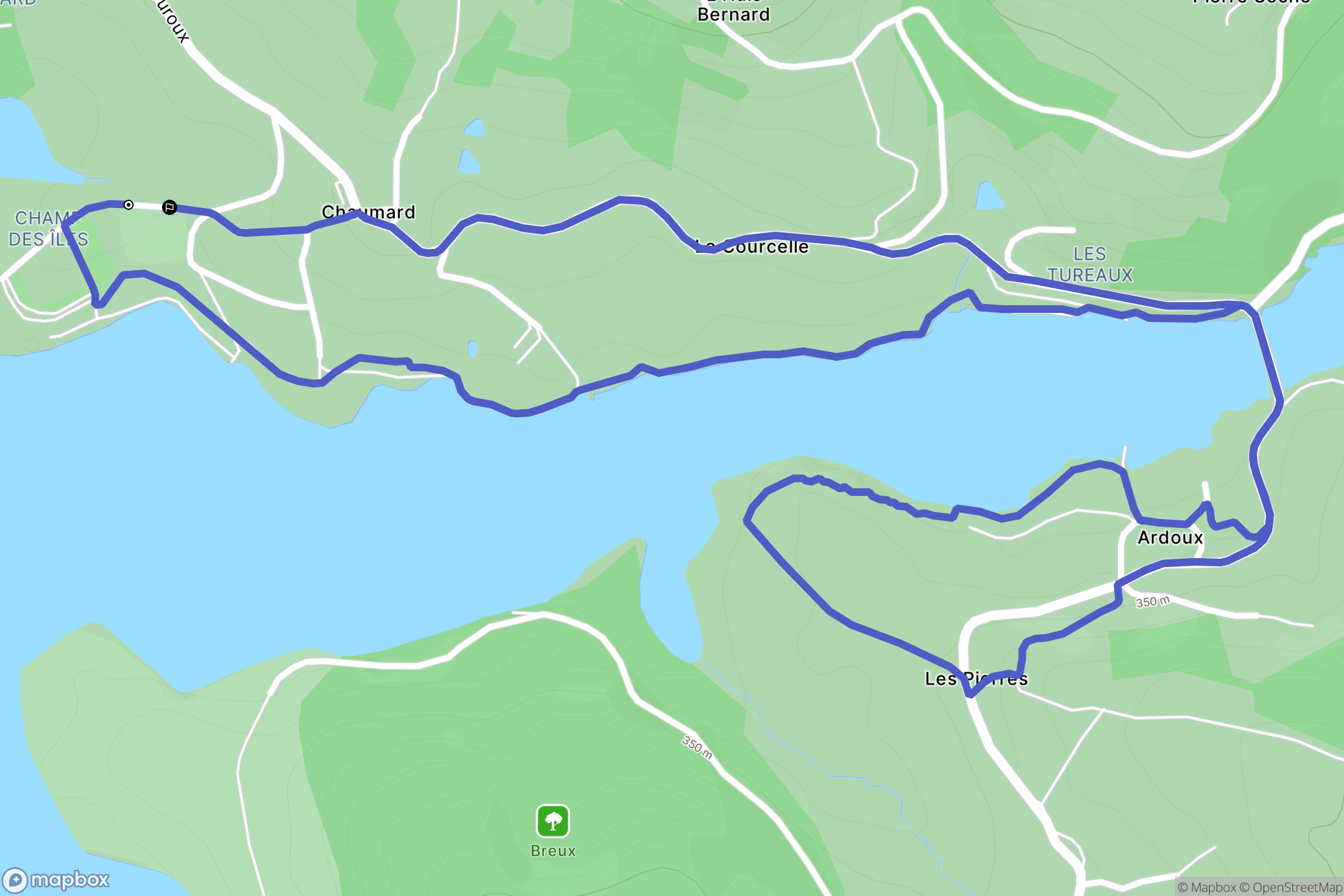 Chaumard : carte du parcours de randonnée - France