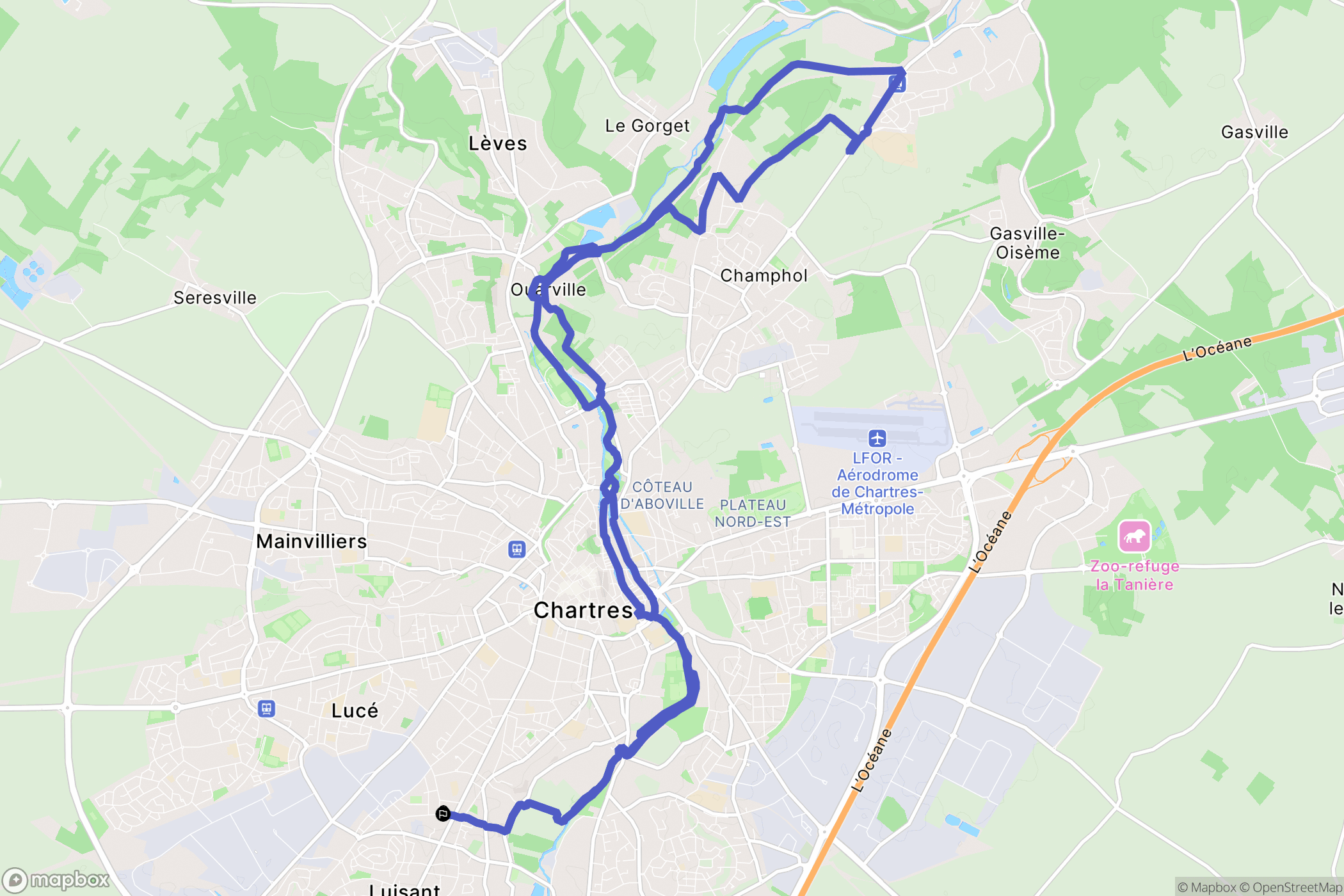 Luisant : carte du parcours de randonnée - France