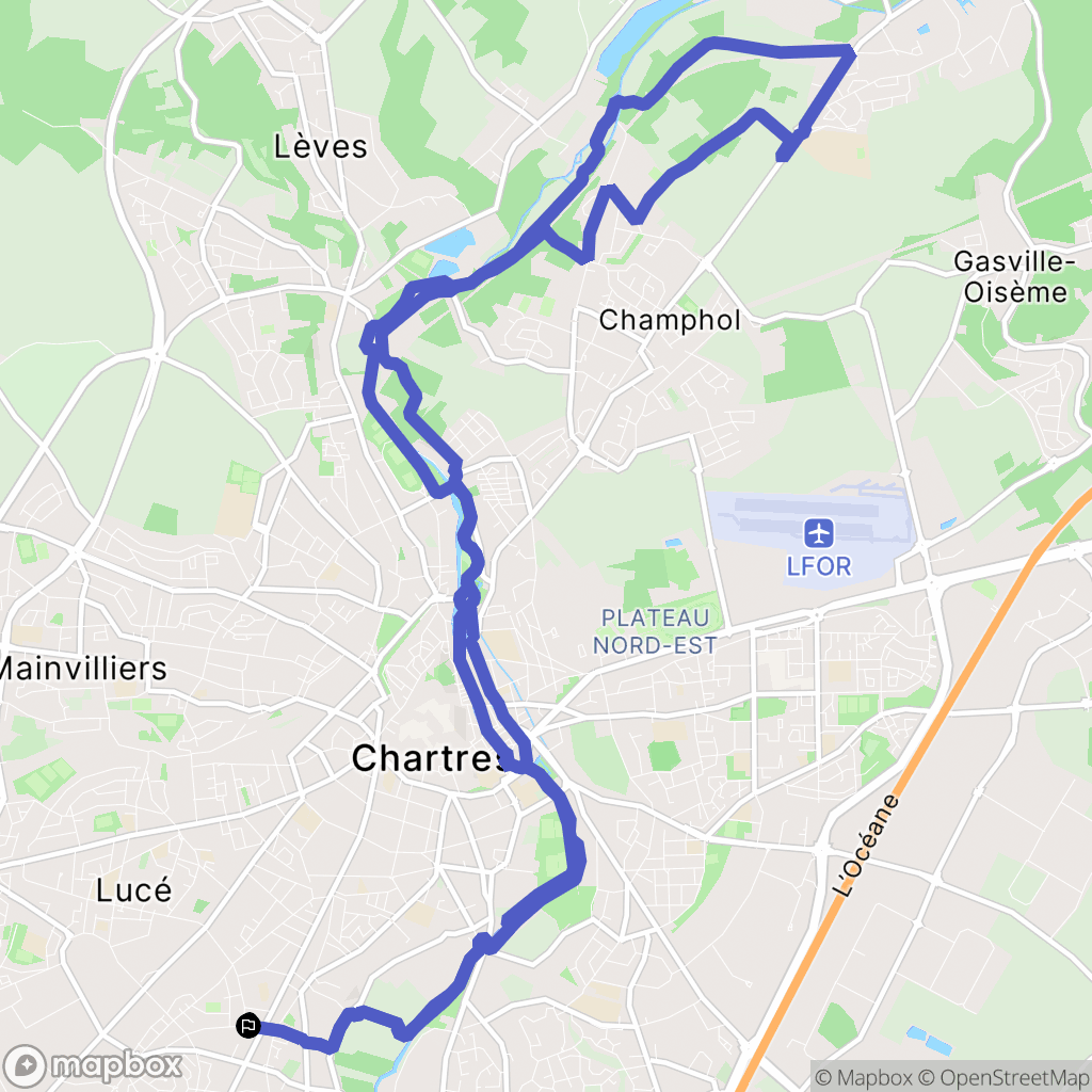 Luisant : carte du parcours de randonnée - France