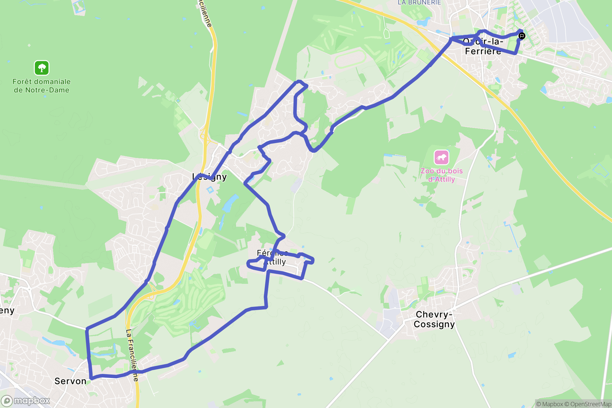 Ozoir-la-Ferrière : carte du parcours de randonnée - France