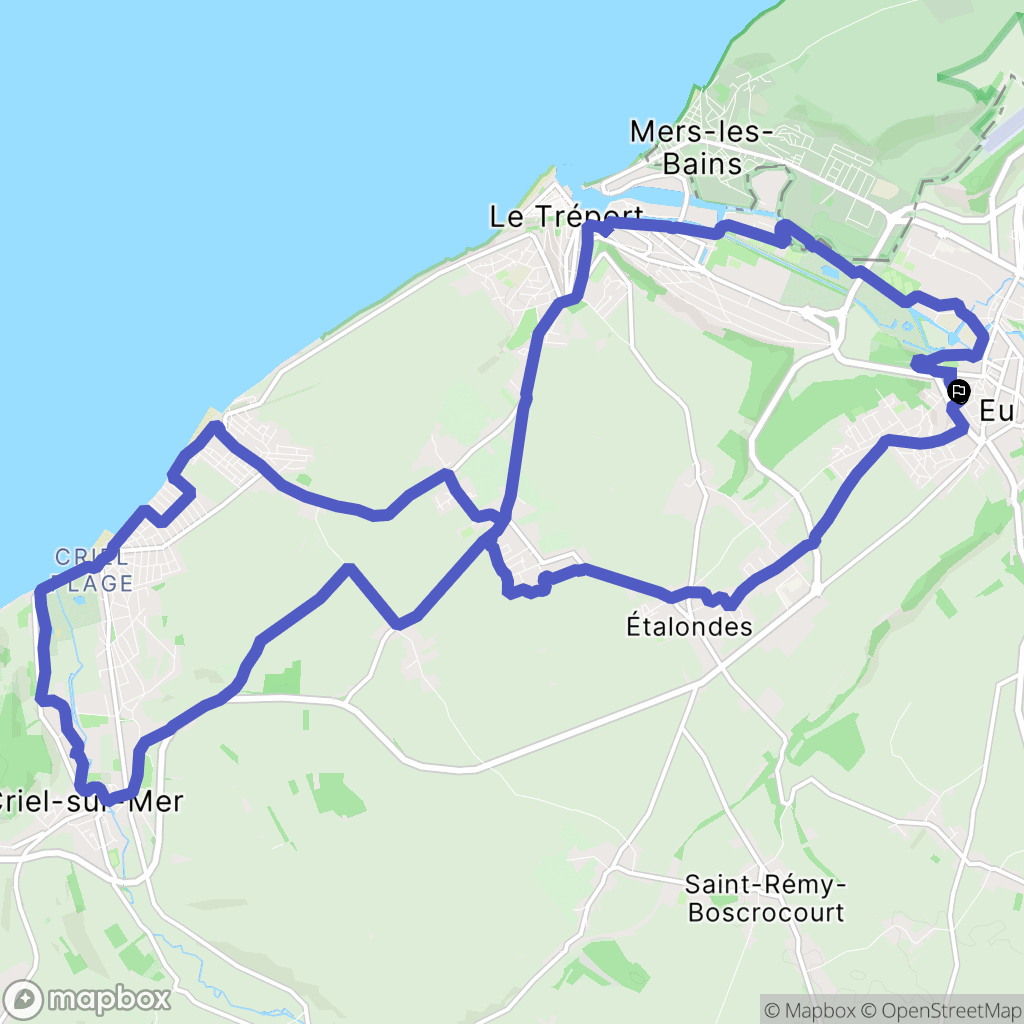Eu : carte du parcours de randonnée - France