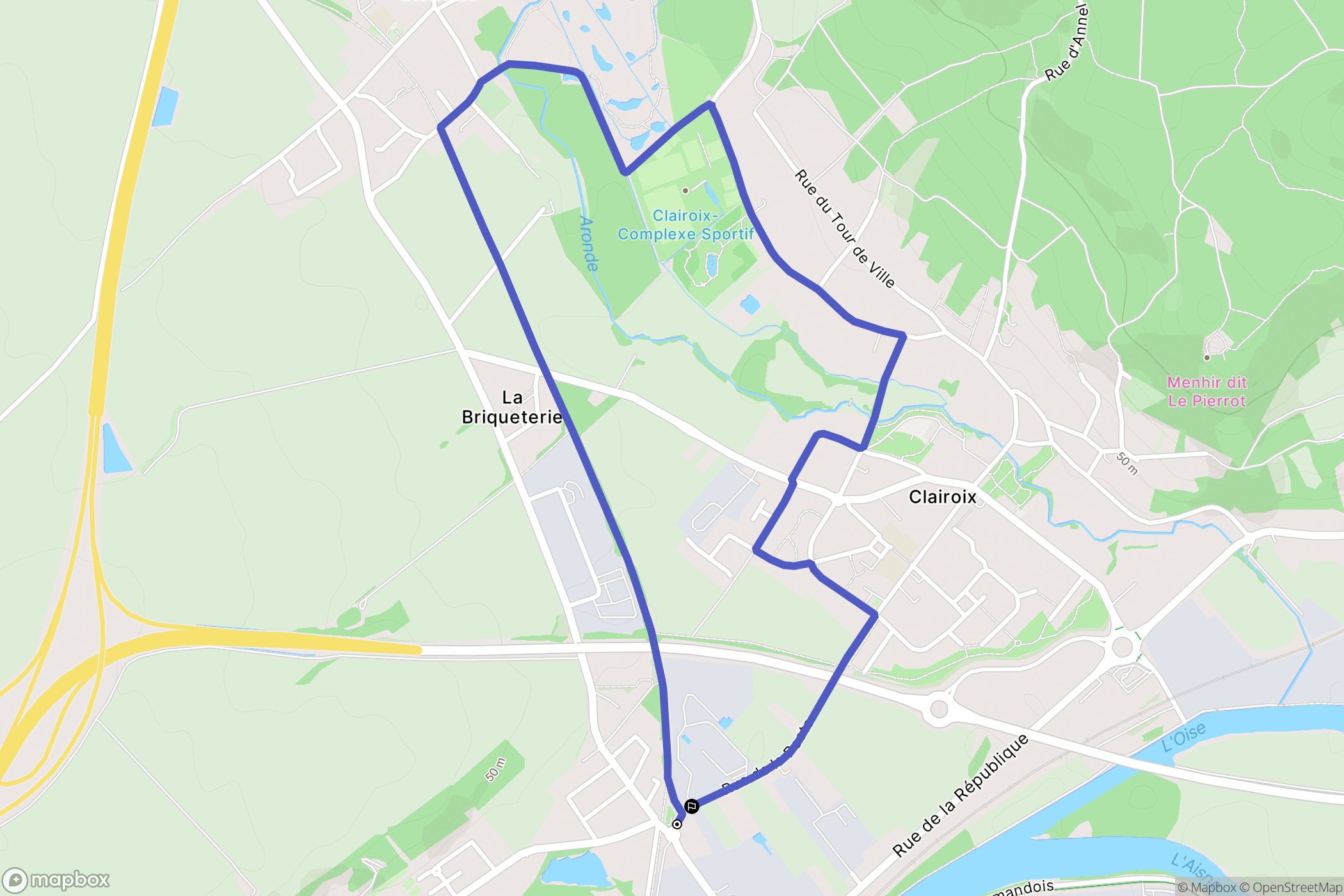 Clairoix : carte du parcours de randonnée - France