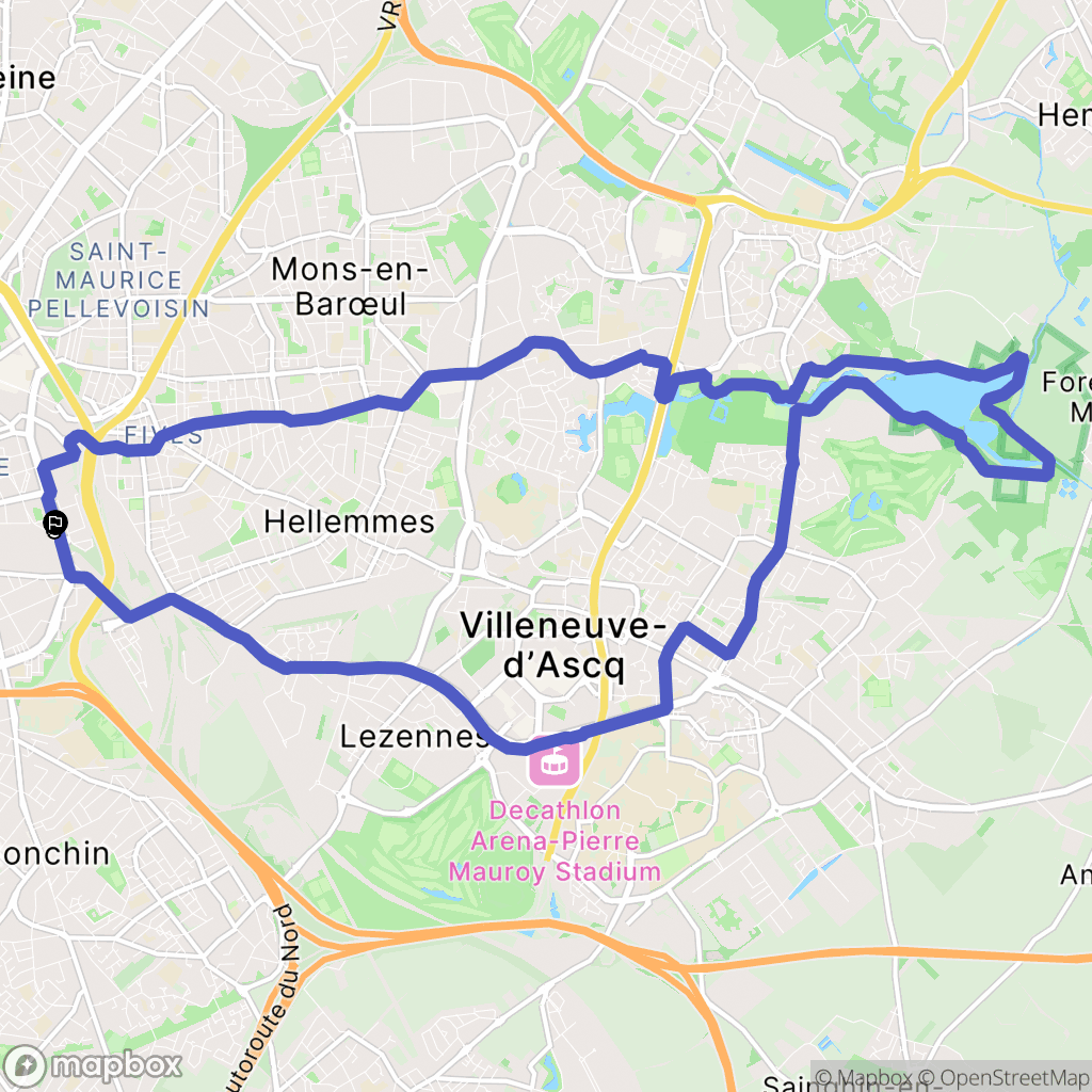 Lille : carte du parcours de randonnée - France