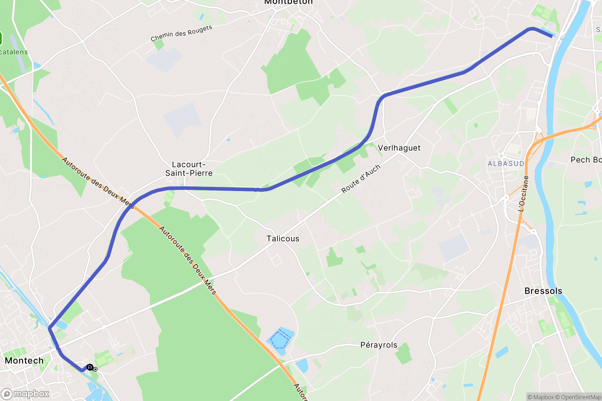 Montech : carte du parcours de randonnée - France