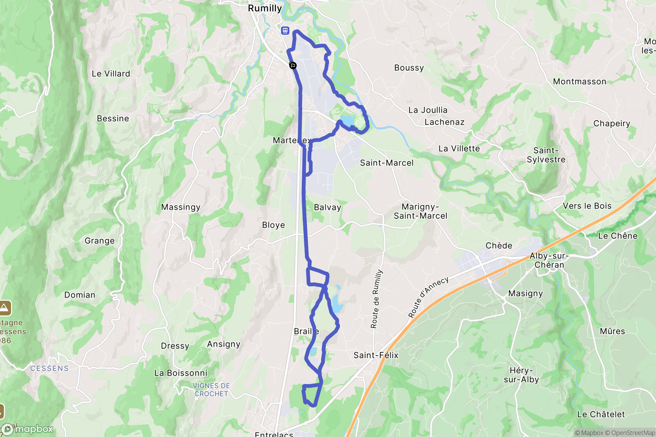 Rumilly : carte du parcours de randonnée - France