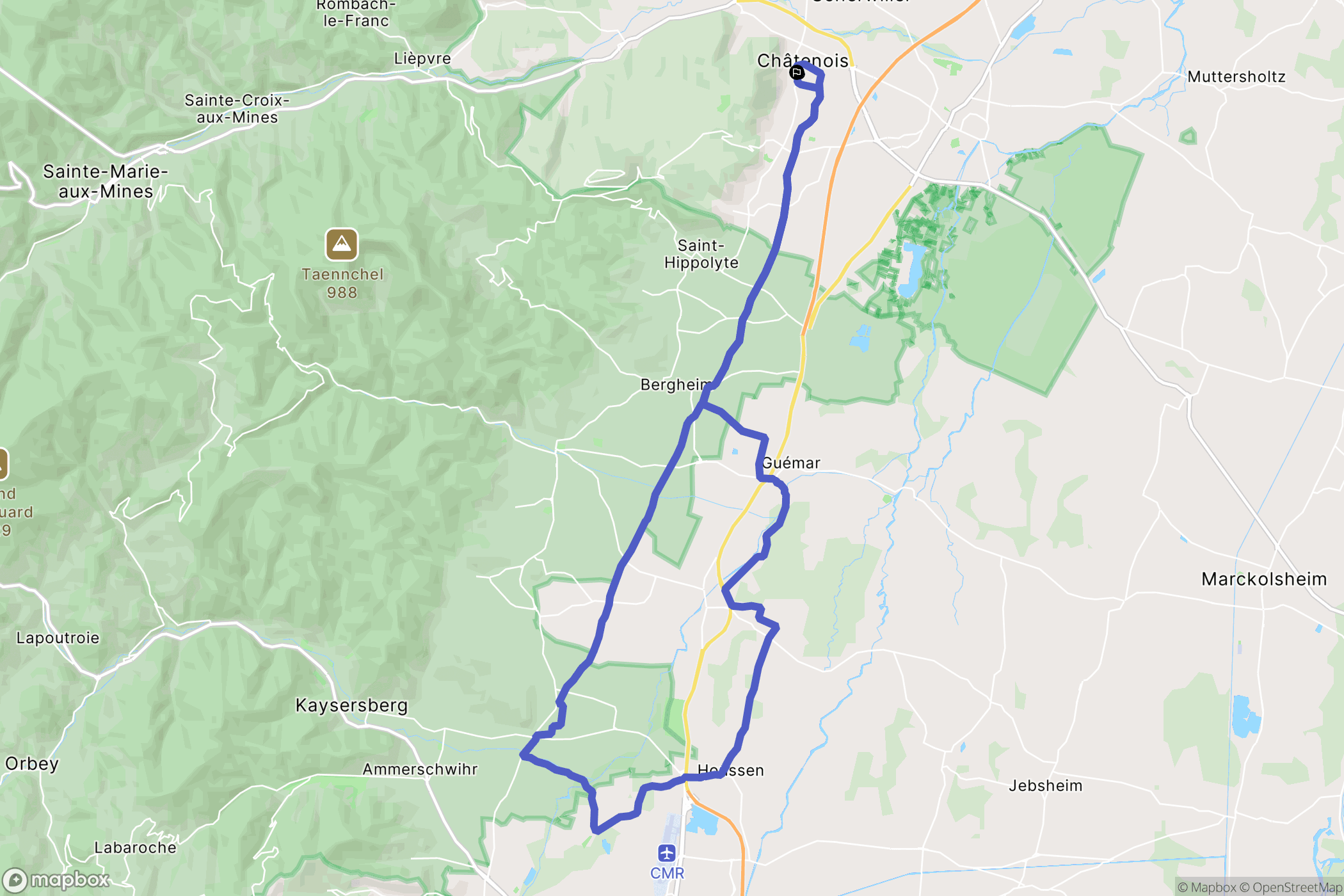 Châtenois : carte du parcours de randonnée - France