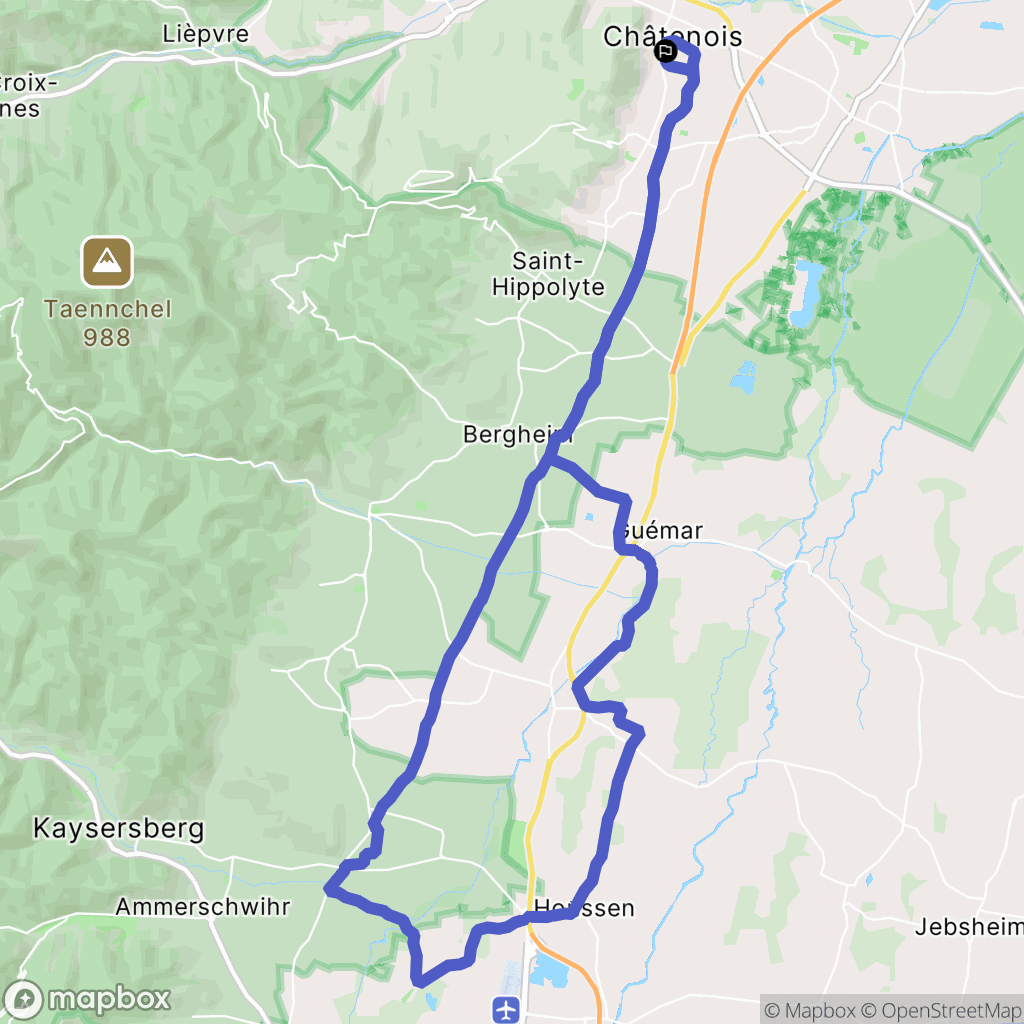 Châtenois : carte du parcours de randonnée - France