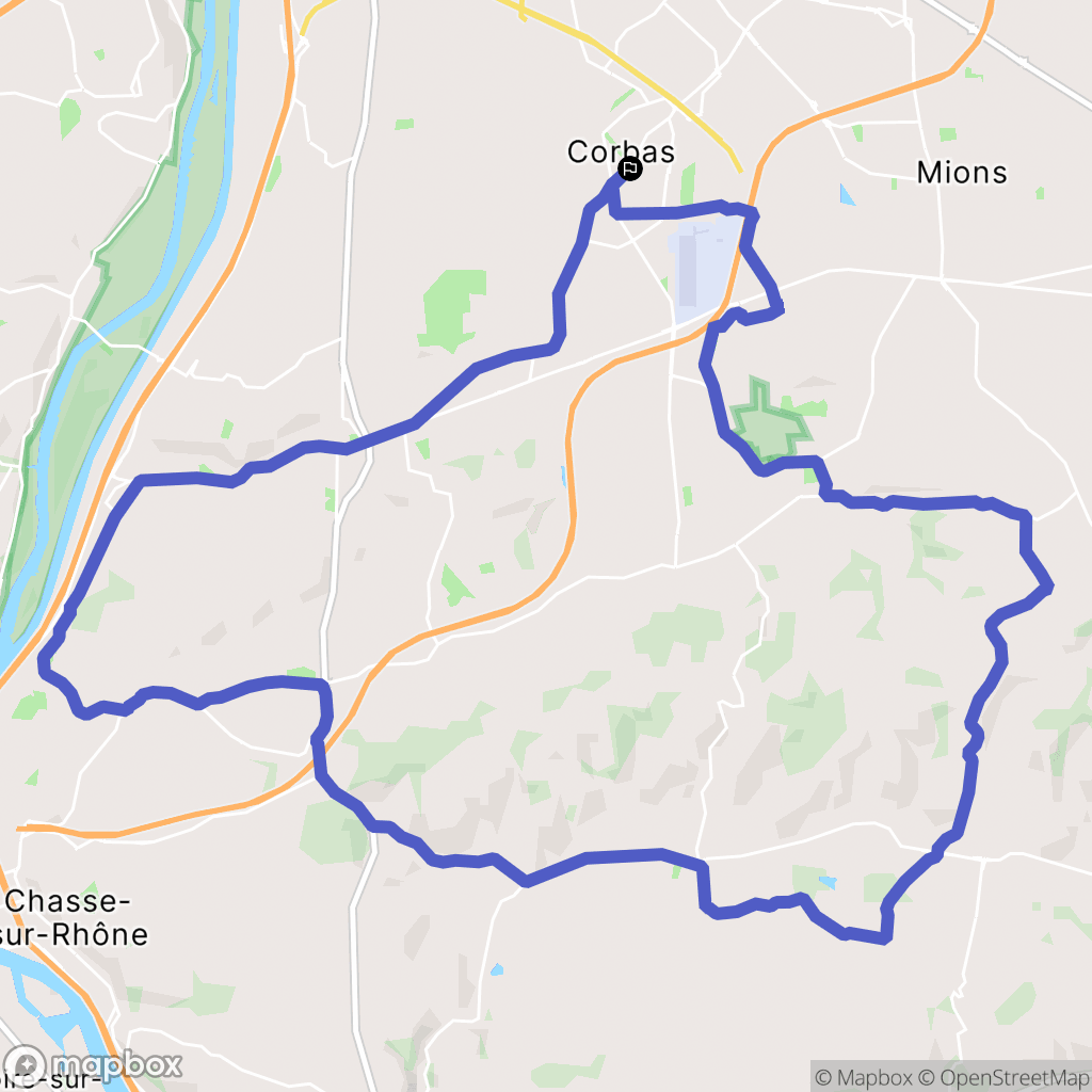 Corbas : carte du parcours de randonnée - France