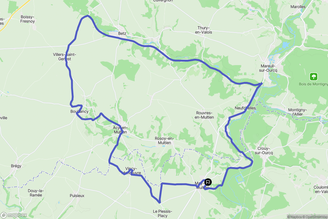 May-en-Multien : carte du parcours de randonnée - France