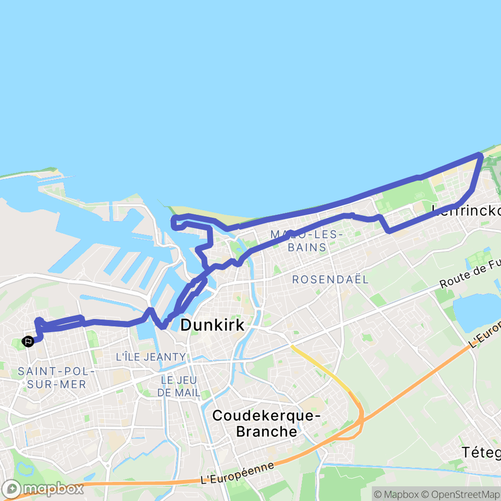 Dunkerque : carte du parcours de randonnée - France