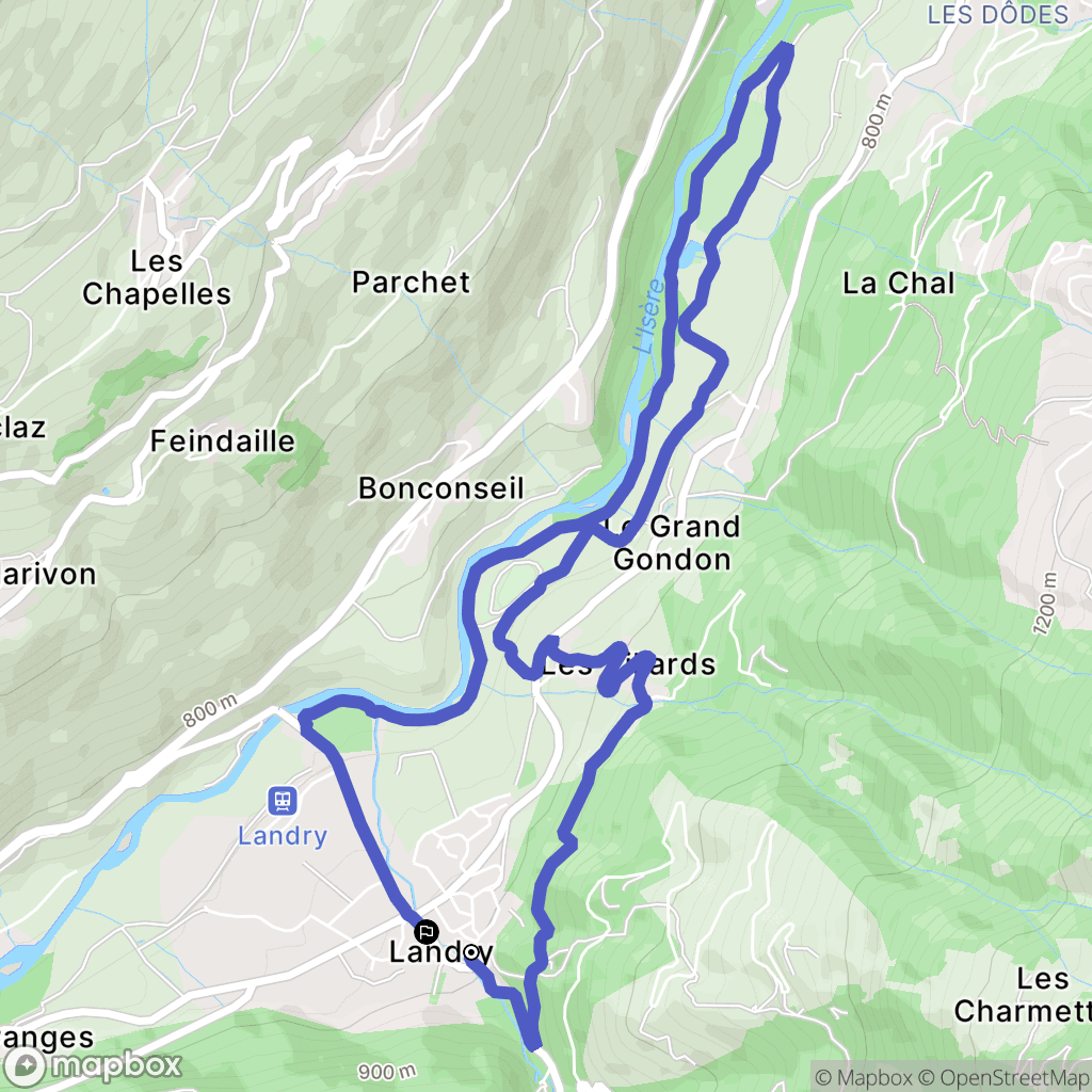Landry : carte du parcours de randonnée - France