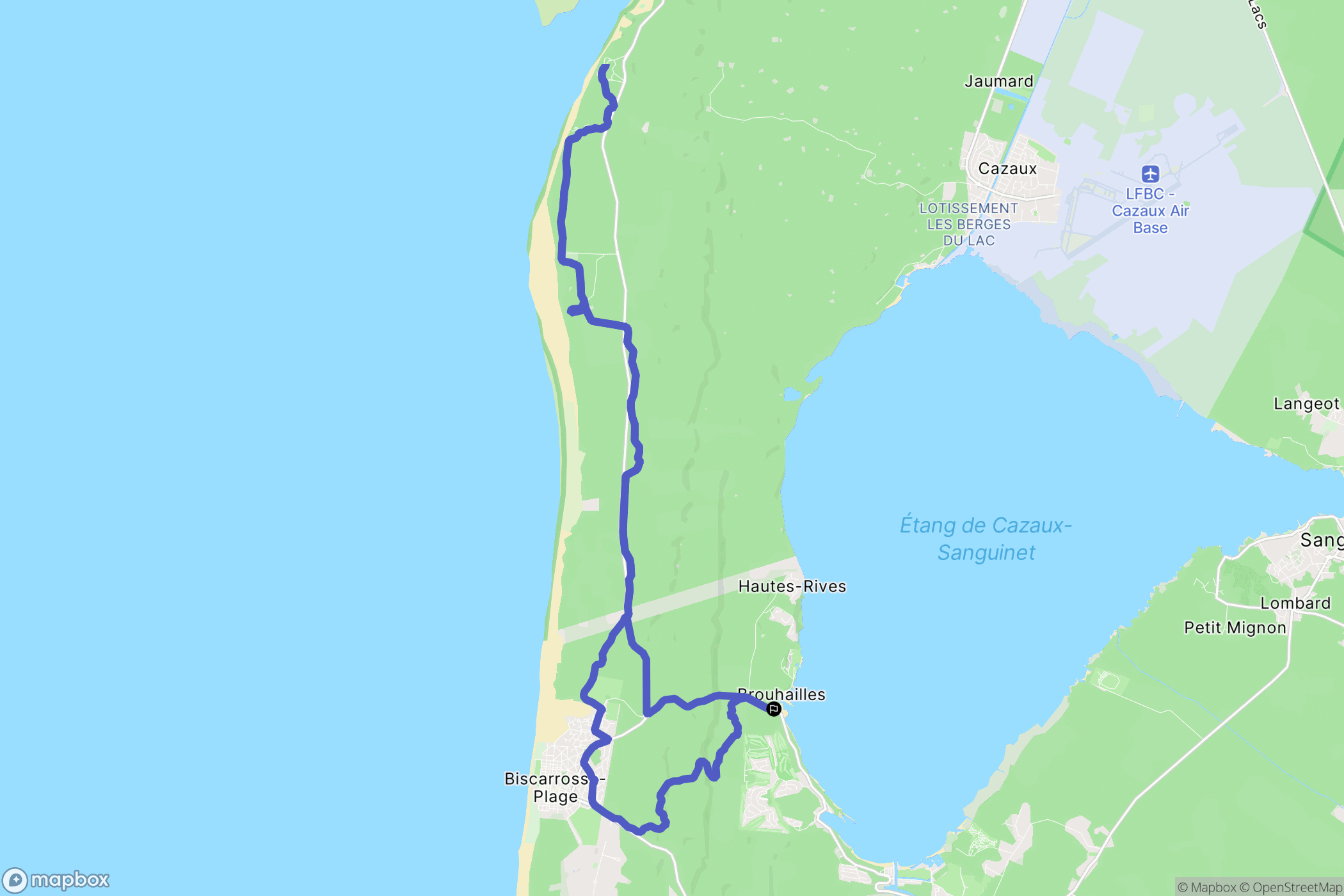 Biscarrosse : carte du parcours de randonnée - France