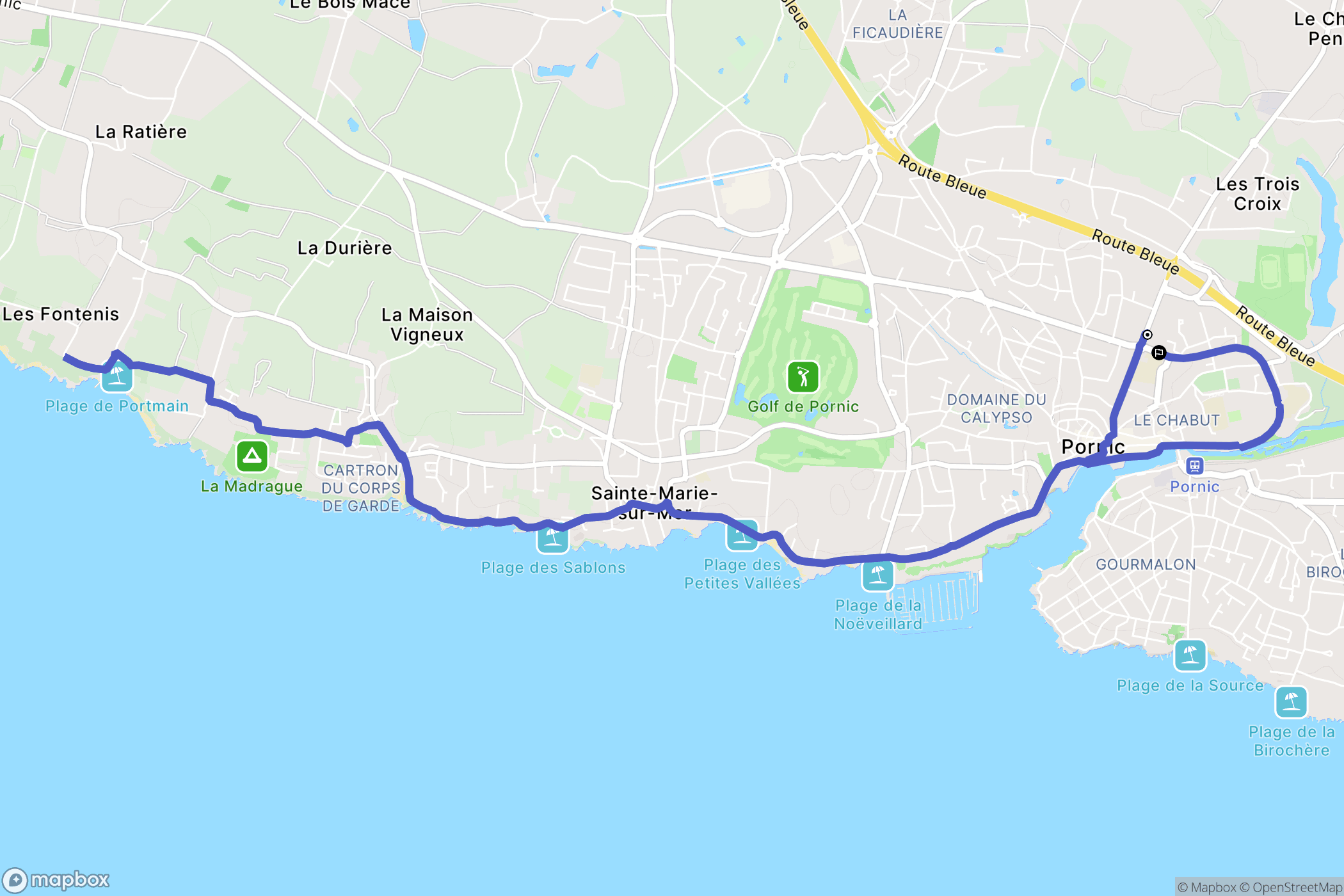 Pornic : carte du parcours de randonnée - France