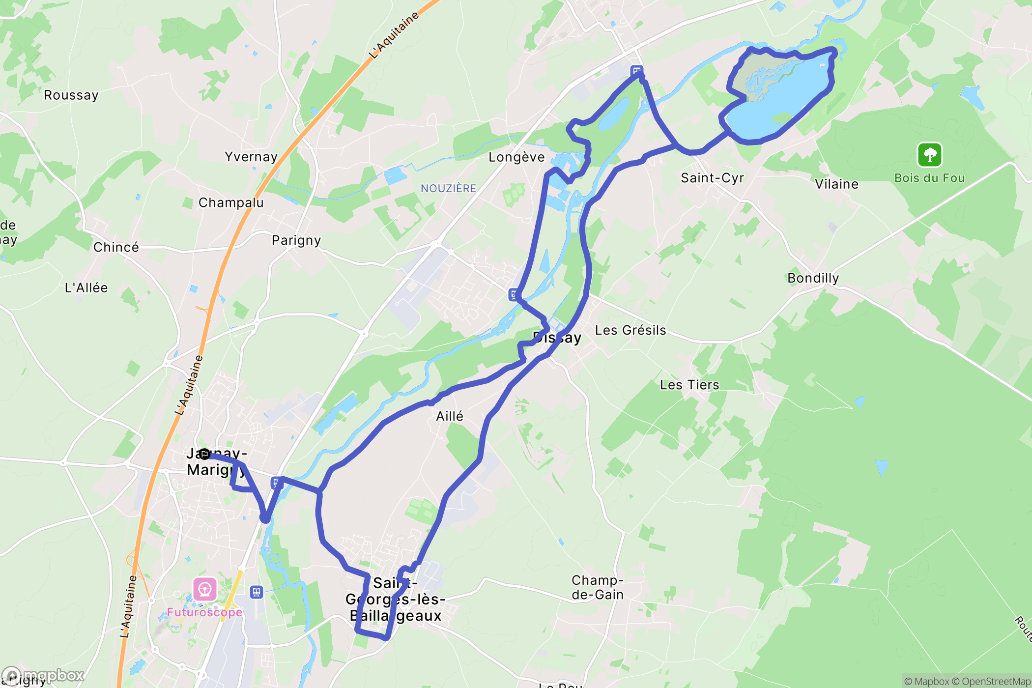 Jaunay-Marigny : carte du parcours de randonnée - France