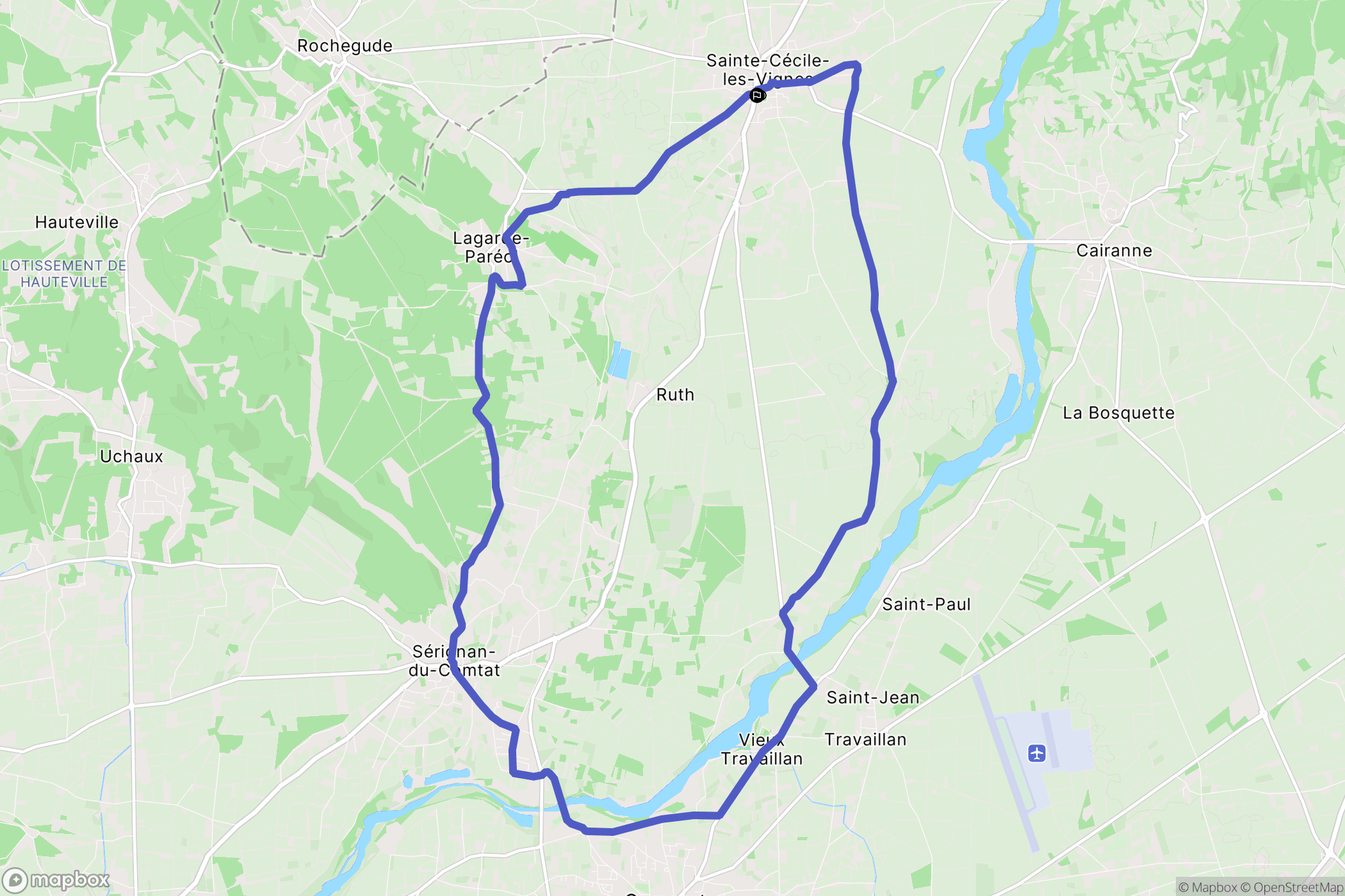 Sainte-Cécile-les-Vignes : carte du parcours de randonnée - France