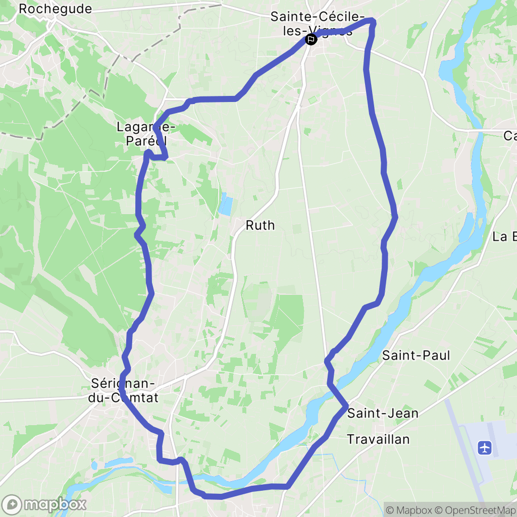 Sainte-Cécile-les-Vignes : carte du parcours de randonnée - France